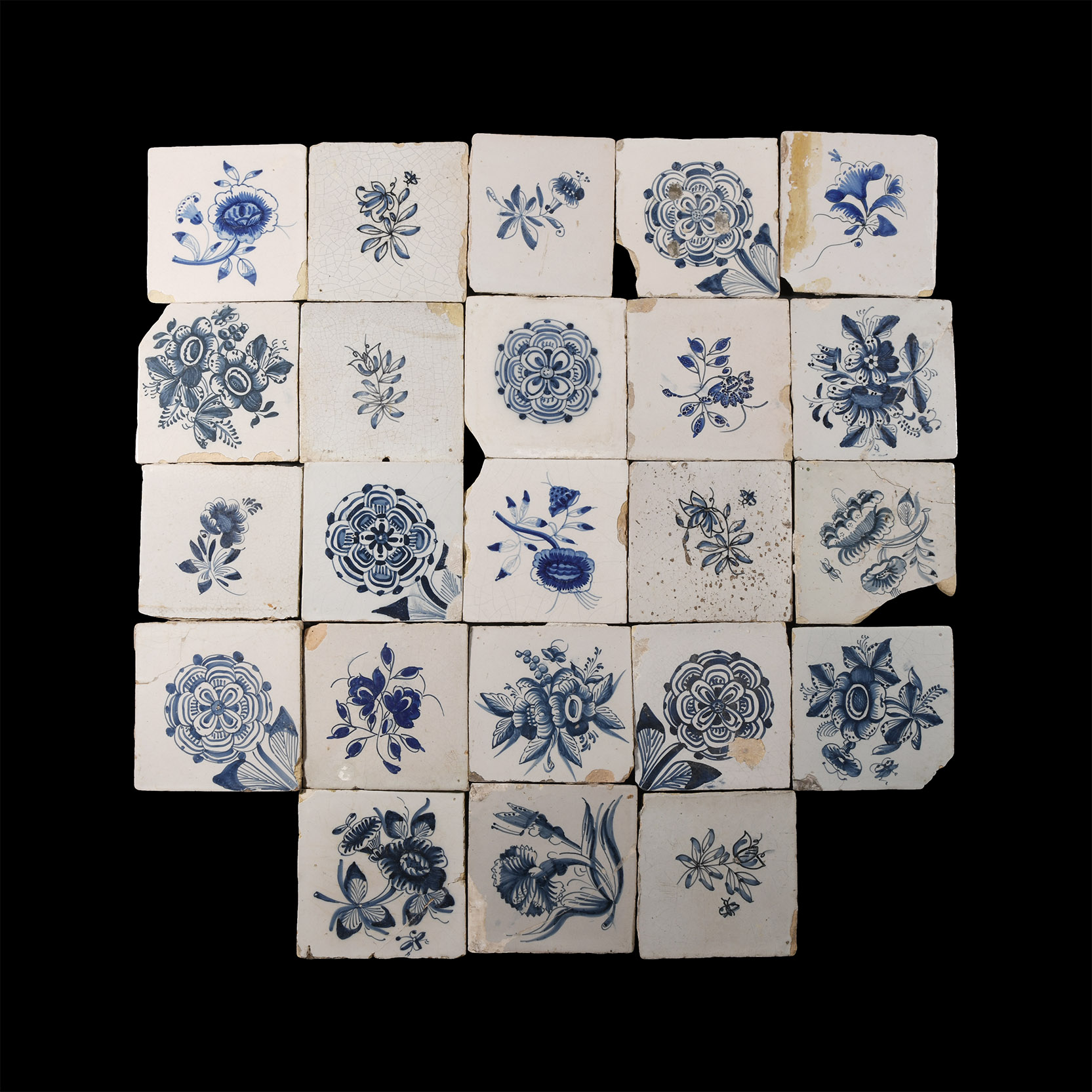 Post Medieval Dutch Glazed Ceramic Tile Group