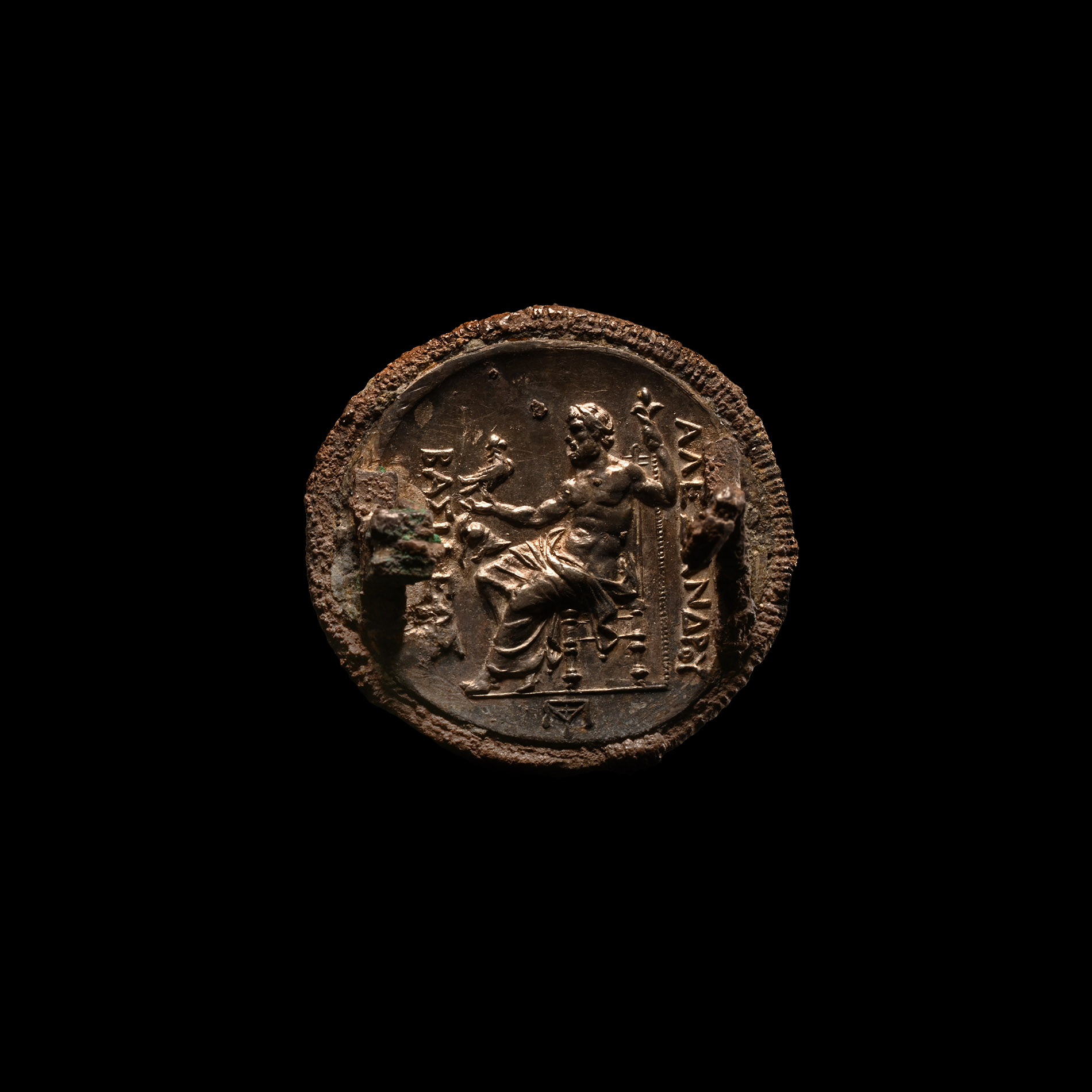 Greek Gold-Foiled Alexander the Great Coin Brooch