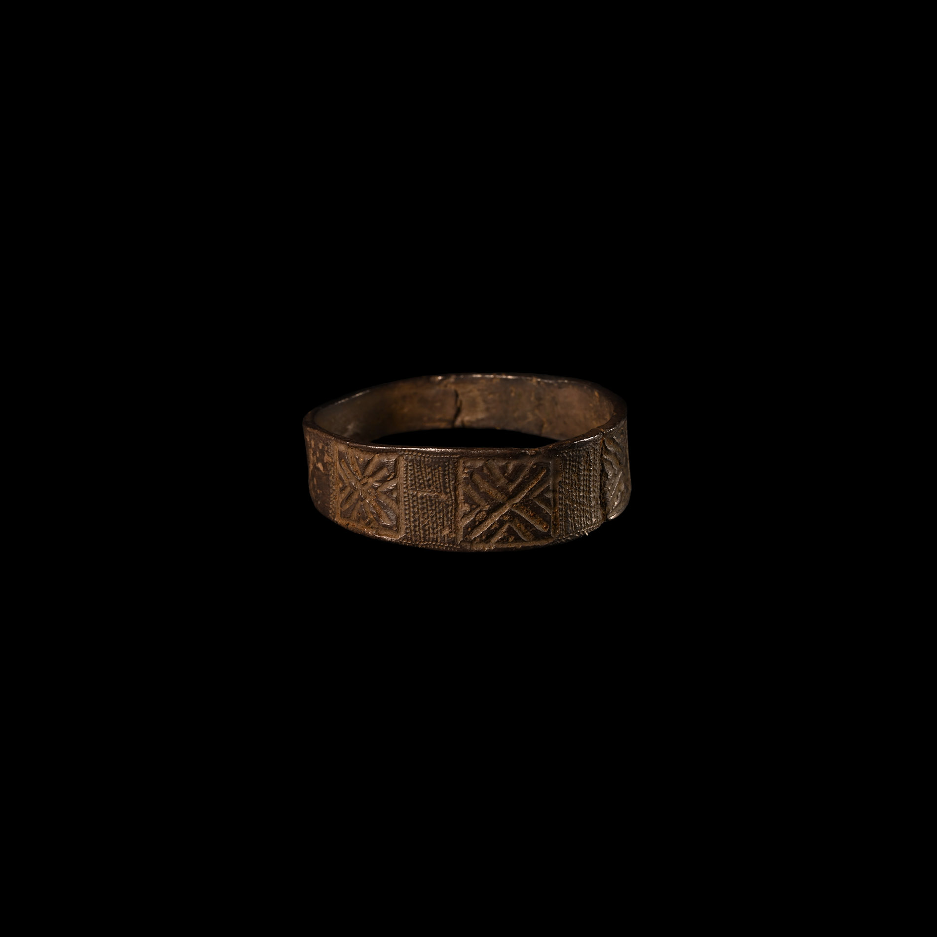 Norman Silver Ring with Saltire Crosses