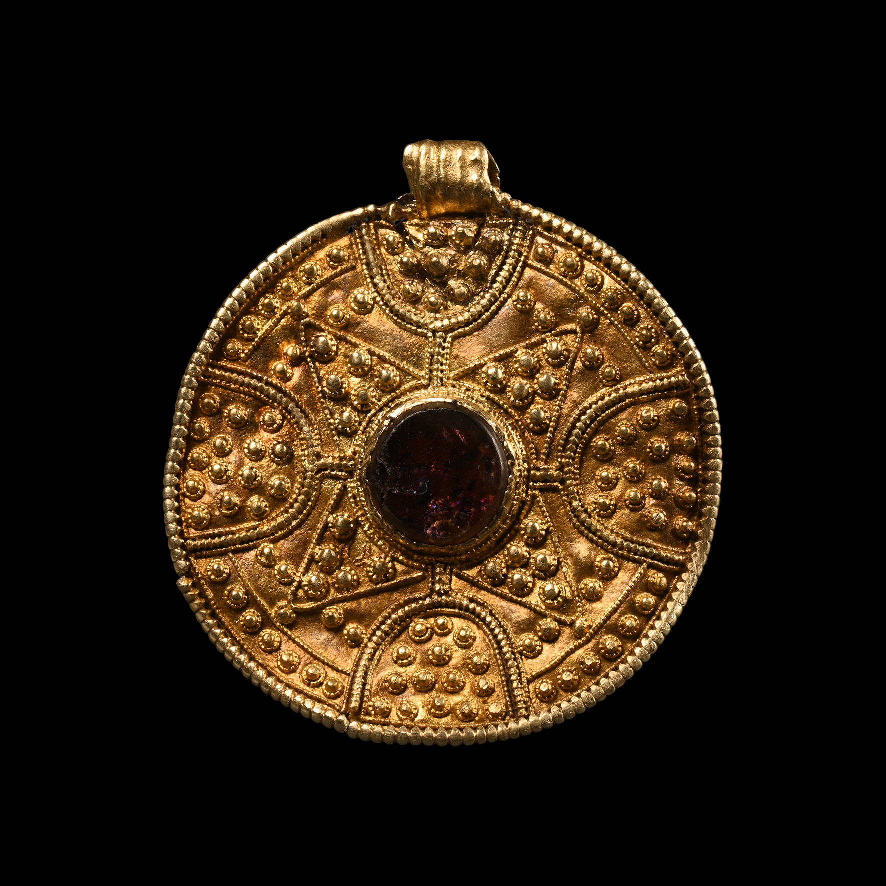 Early Saxon Gold Disc Pendant of Possibly Christian Design