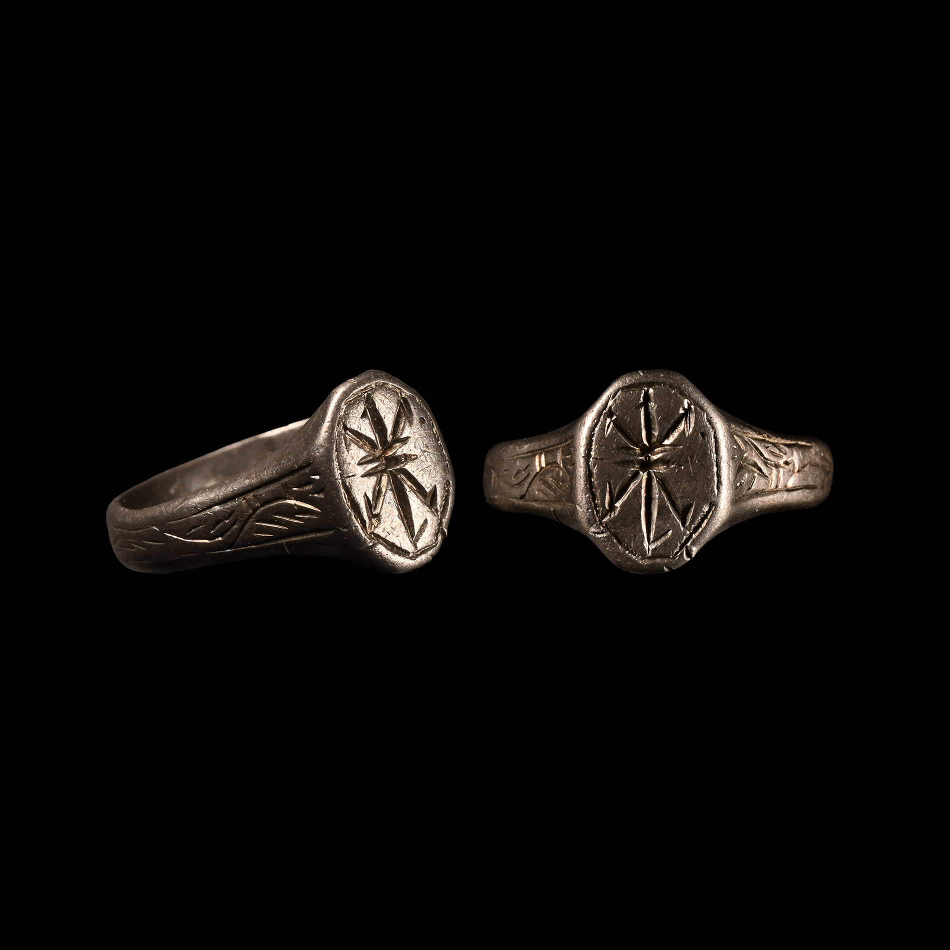 Medieval Silver Stirrup-Shaped Ring with Motif