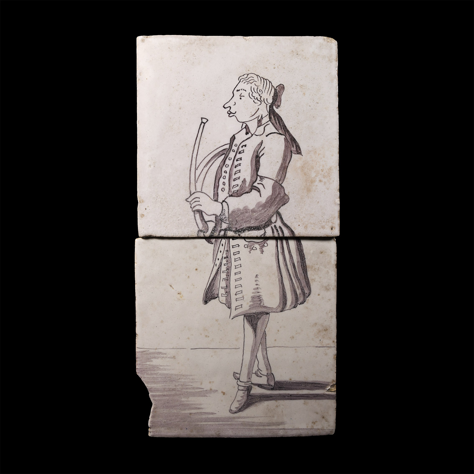 Post Medieval Dutch Ceramic Tiles with Man