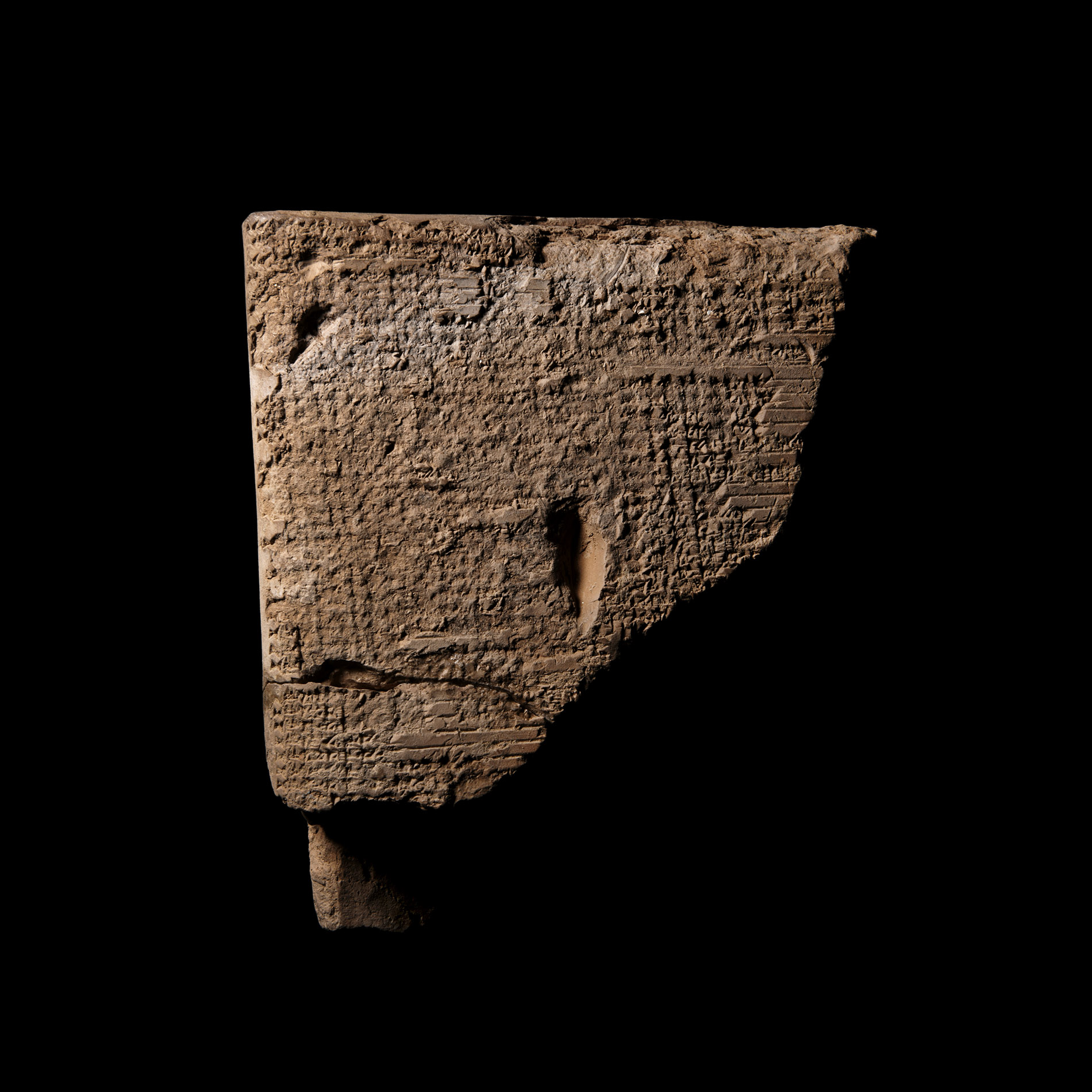 Large Western Asiatic Micro Cuneiform Clay Tablet Fragment Bearing a Religious List of Divination