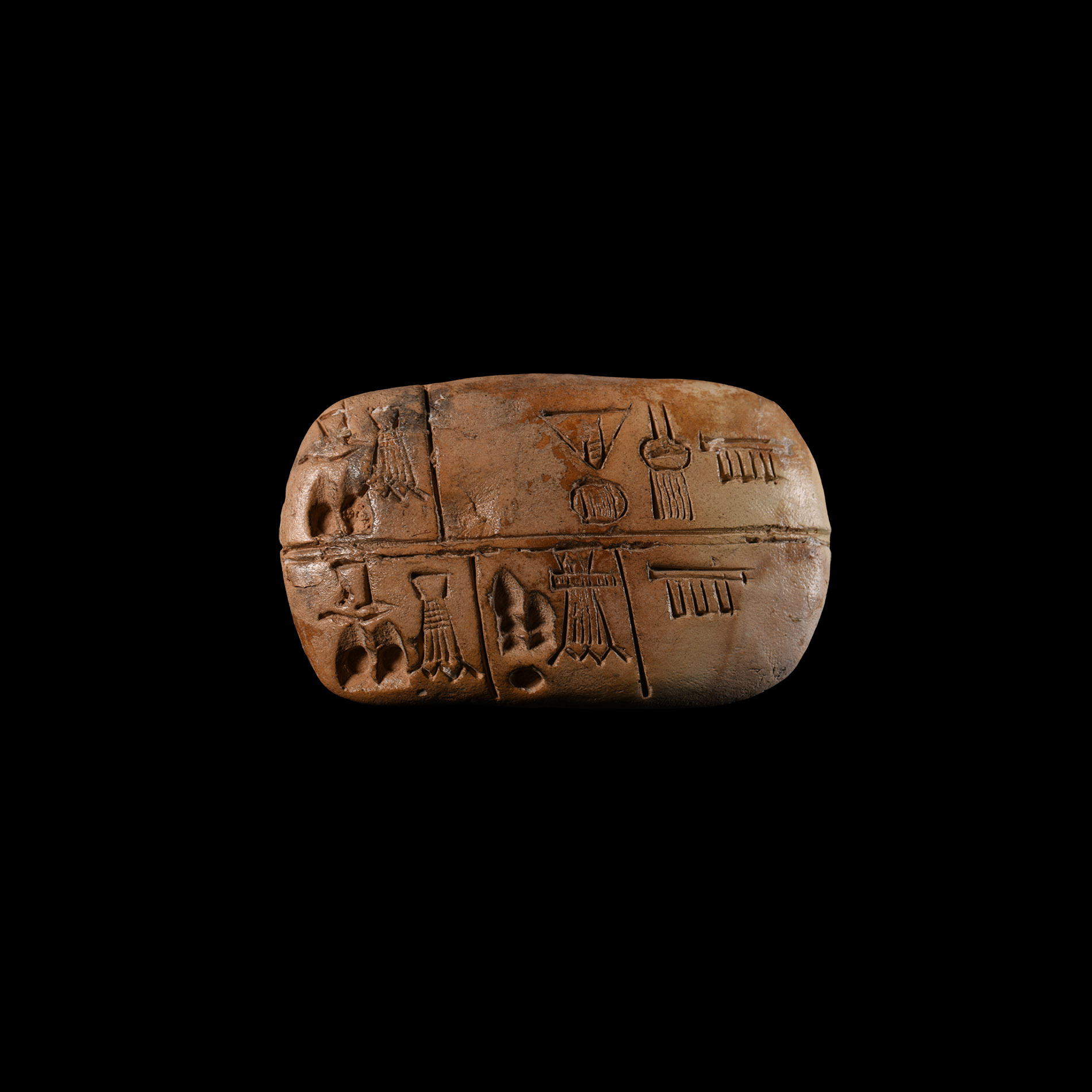 Uruk Clay Pictographic Tablet Bearing an Economic Text Relating to Farm Produce