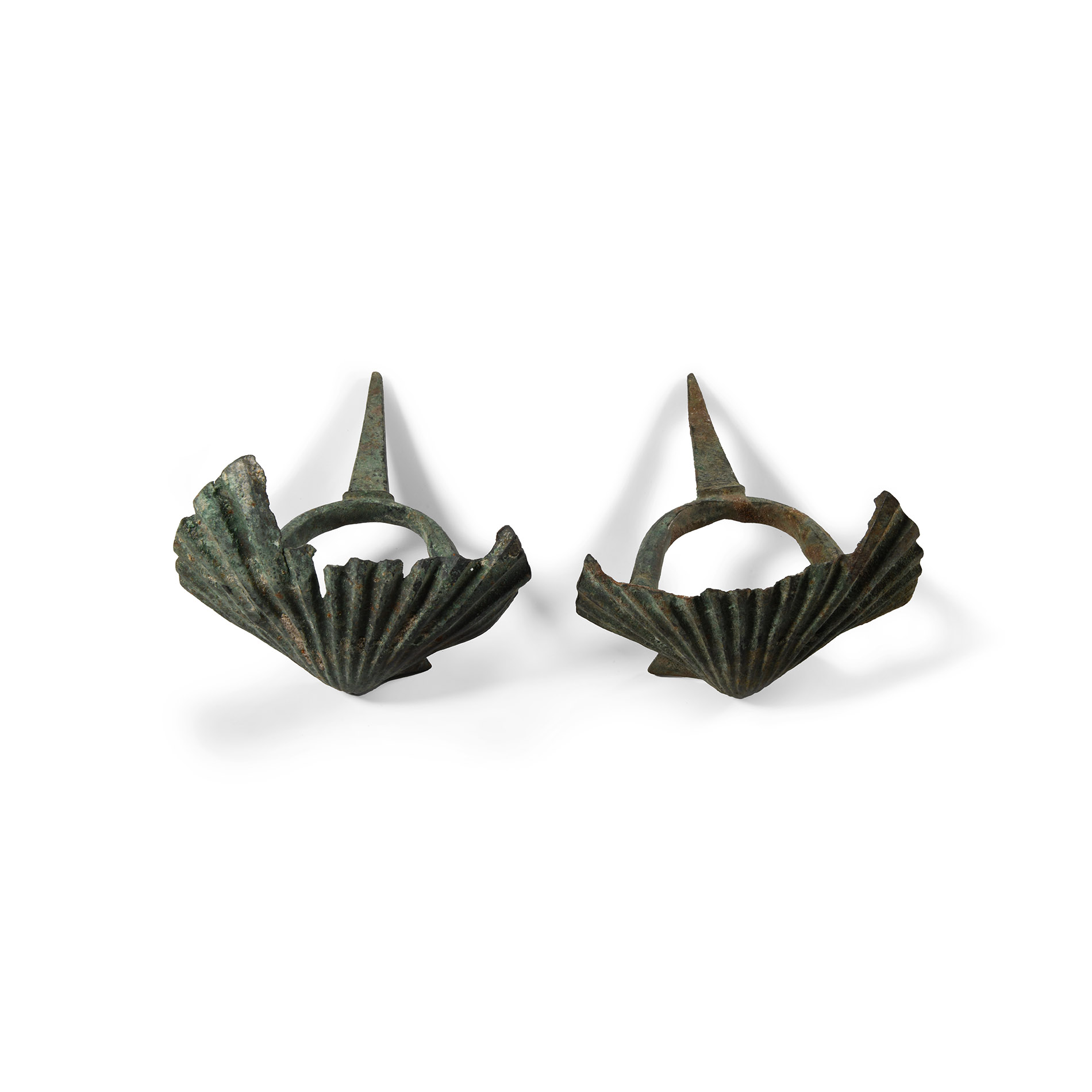 Roman Bronze Scallop Shell Attachment Pair