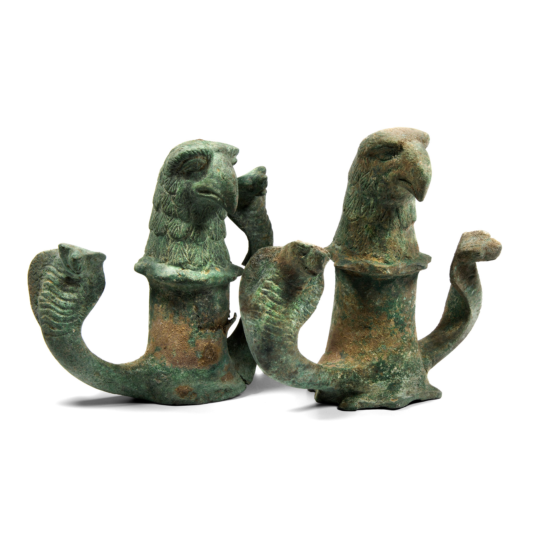 Roman Bronze Chariot Mount Pair with Eagle and Cobras