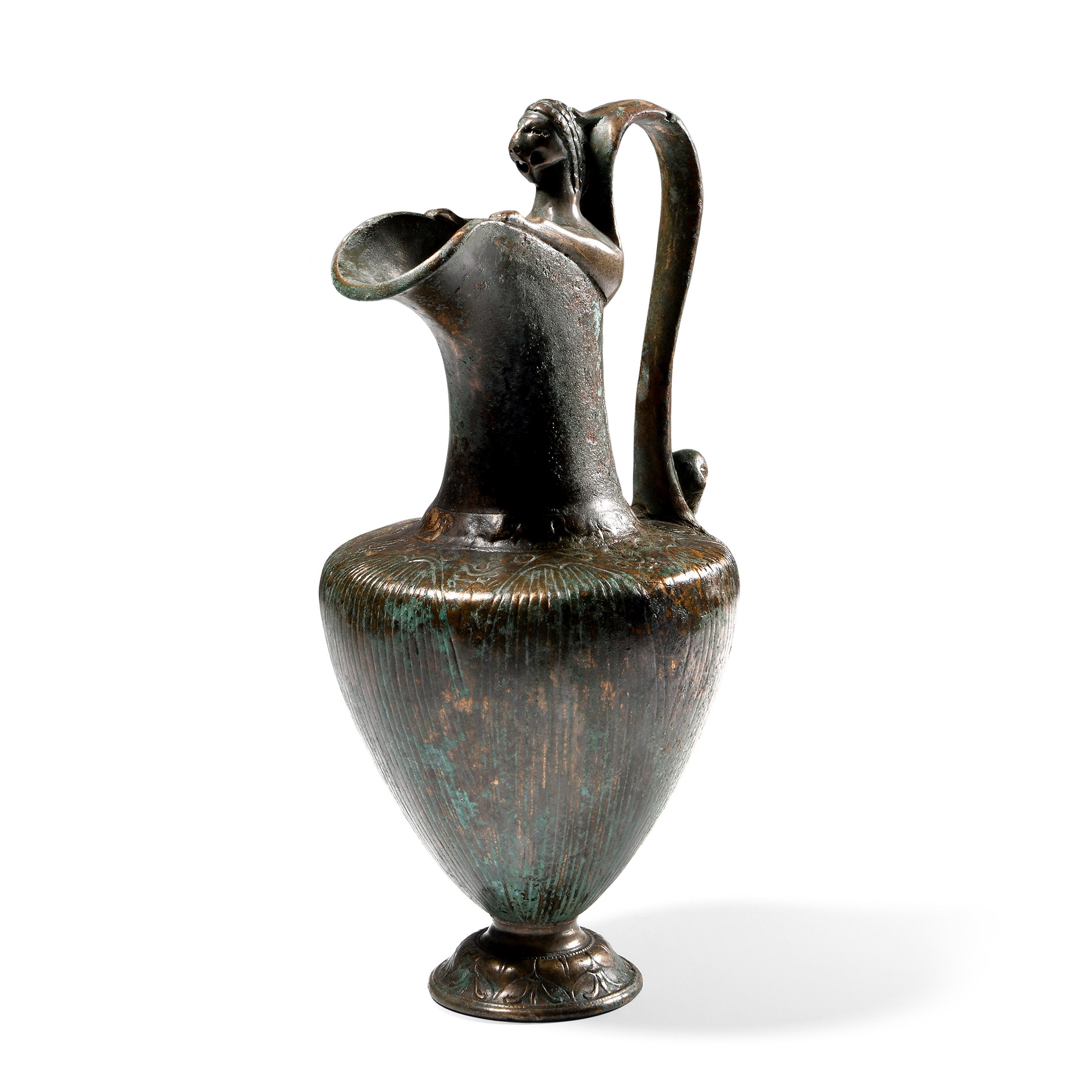 Roman Bronze Oinochoe with Lion Protome