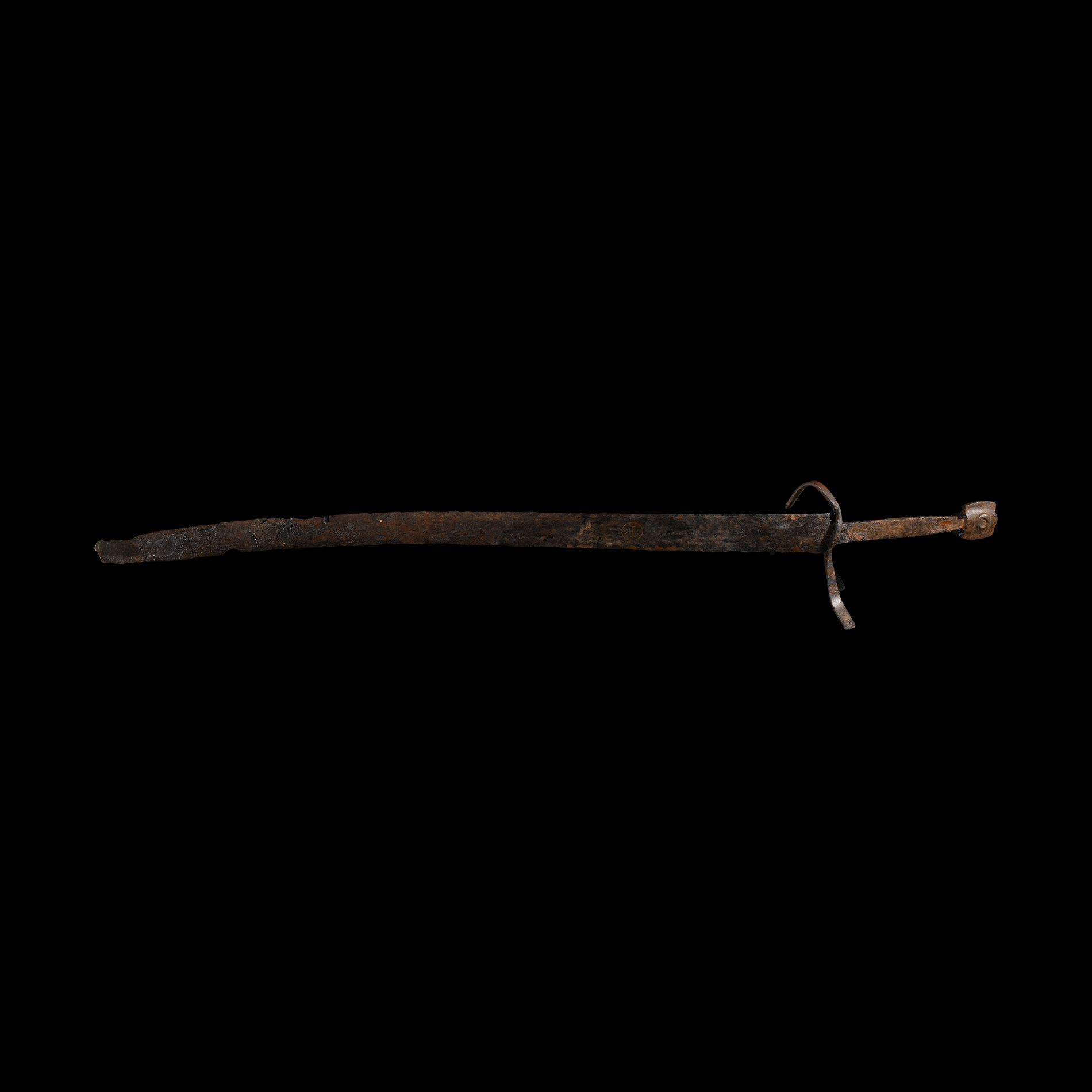 Medieval Iron Schiavonesca Type Sword with Latten Inlaid Crosses