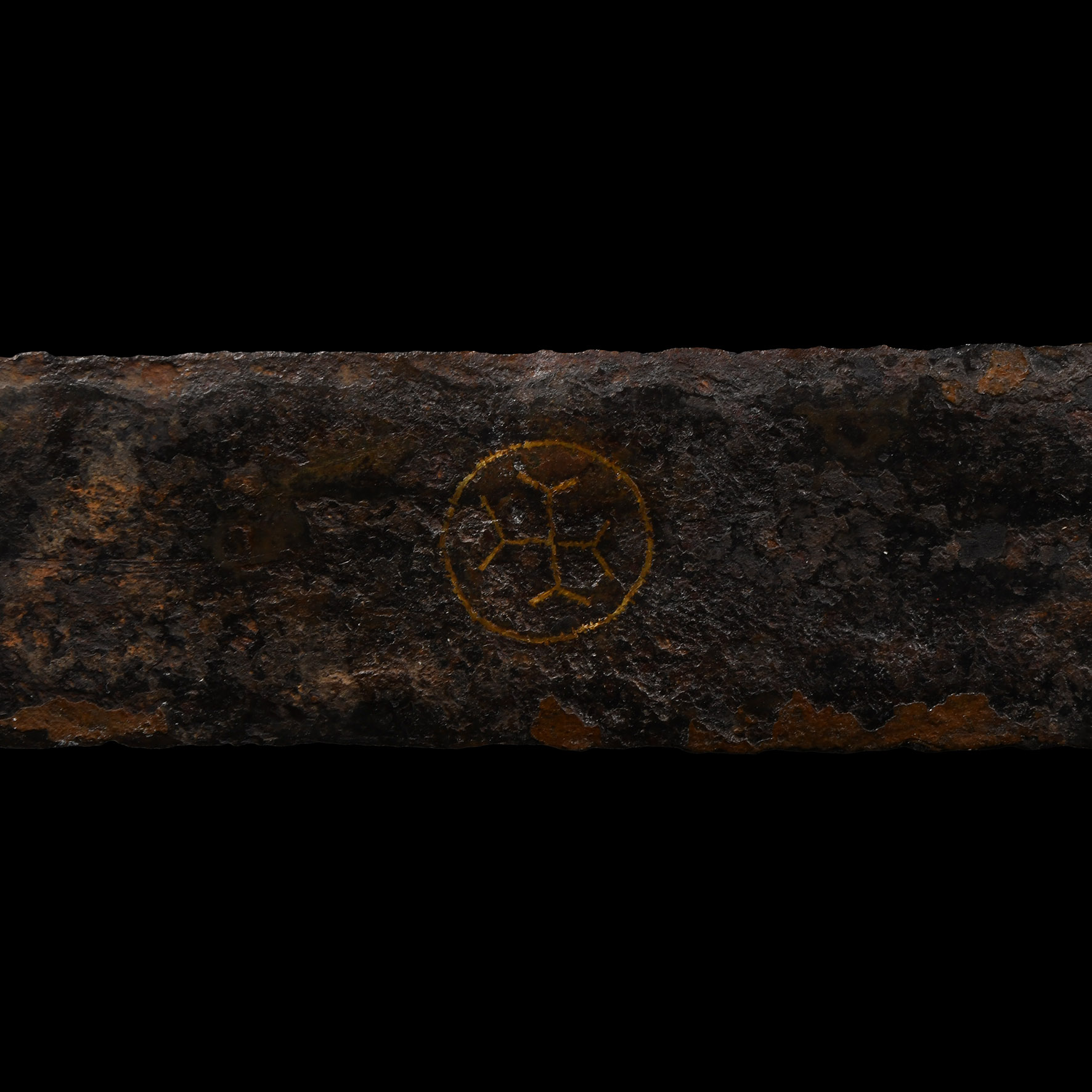 Medieval Iron Schiavonesca Type Sword with Latten Inlaid Crosses
