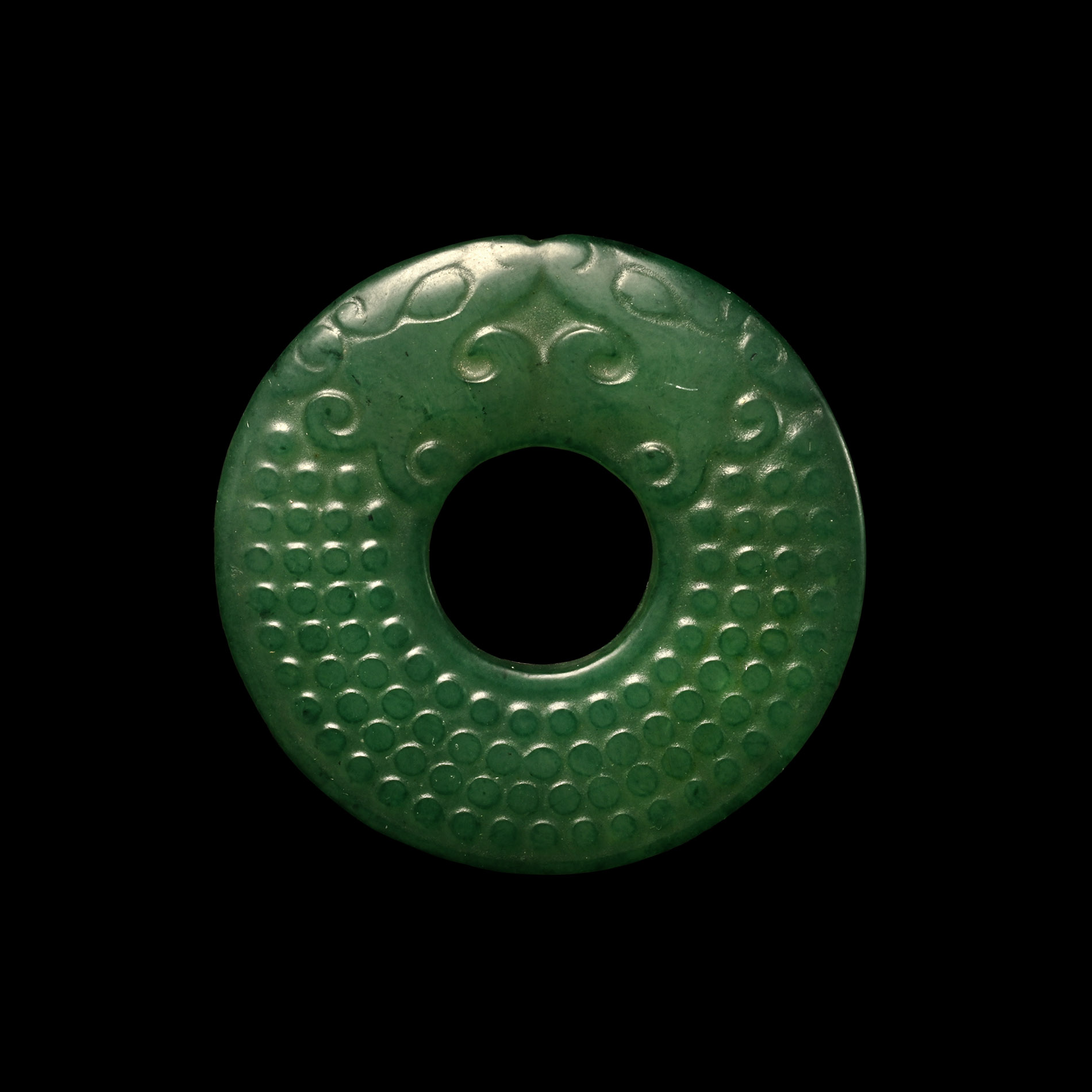 Chinese Green Glass Bi Disc
