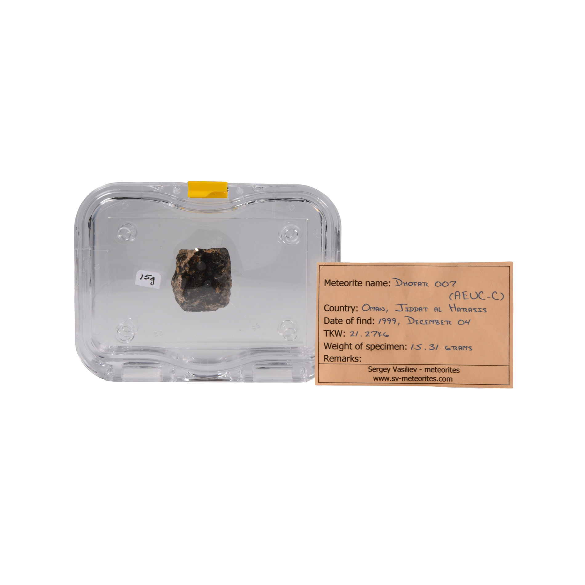 Natural History - Eurite Meteorite with Full Fusion Crust