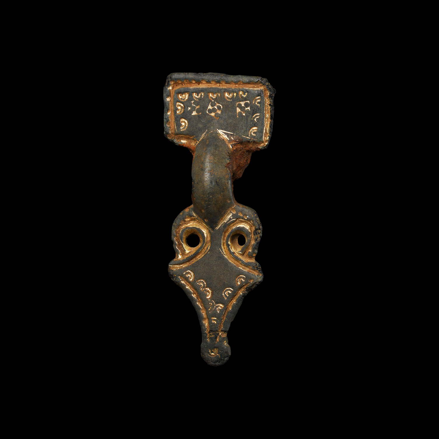 Anglo-Saxon Gilt Bronze Square-Headed Brooch