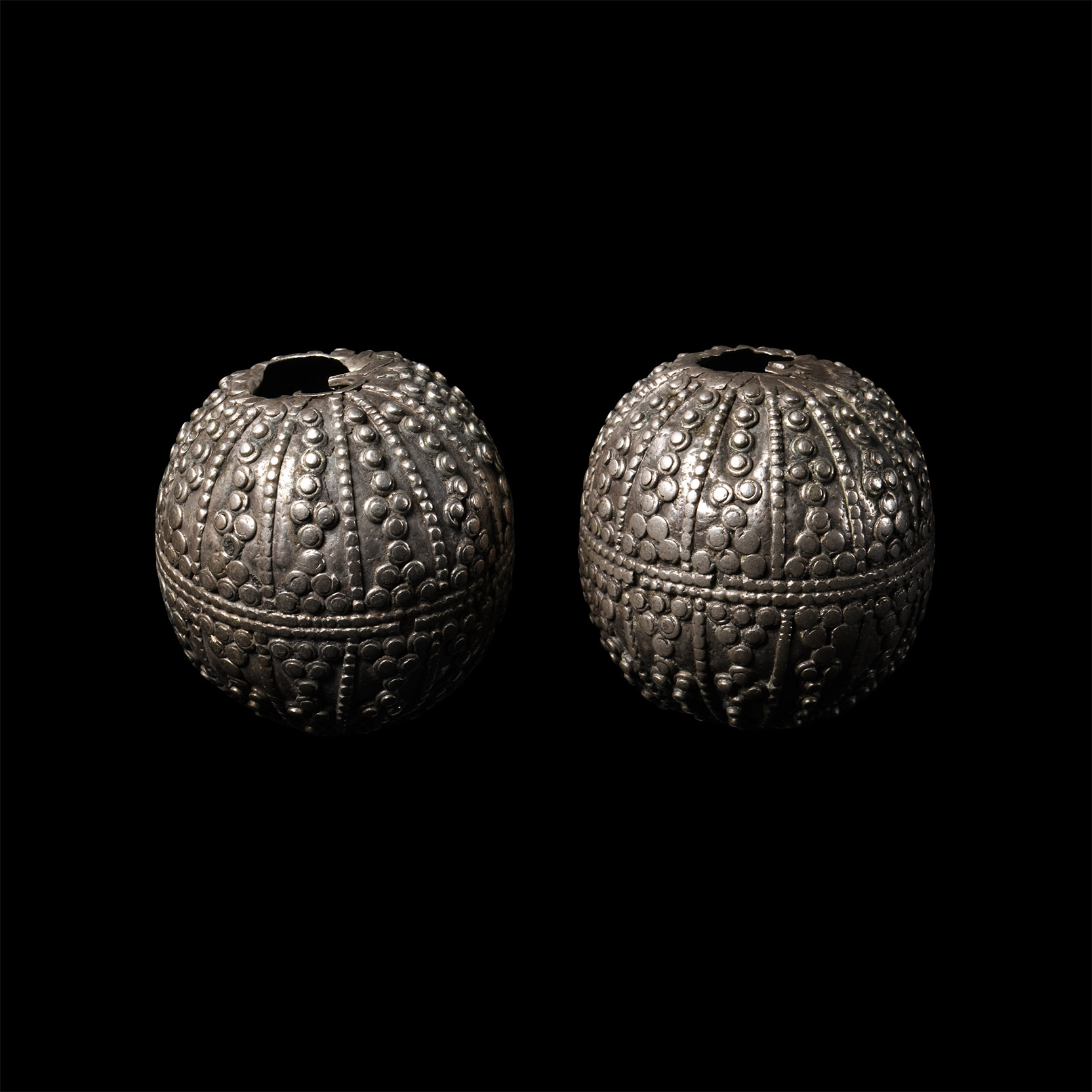 Large Post Medieval Silver Bead Pair