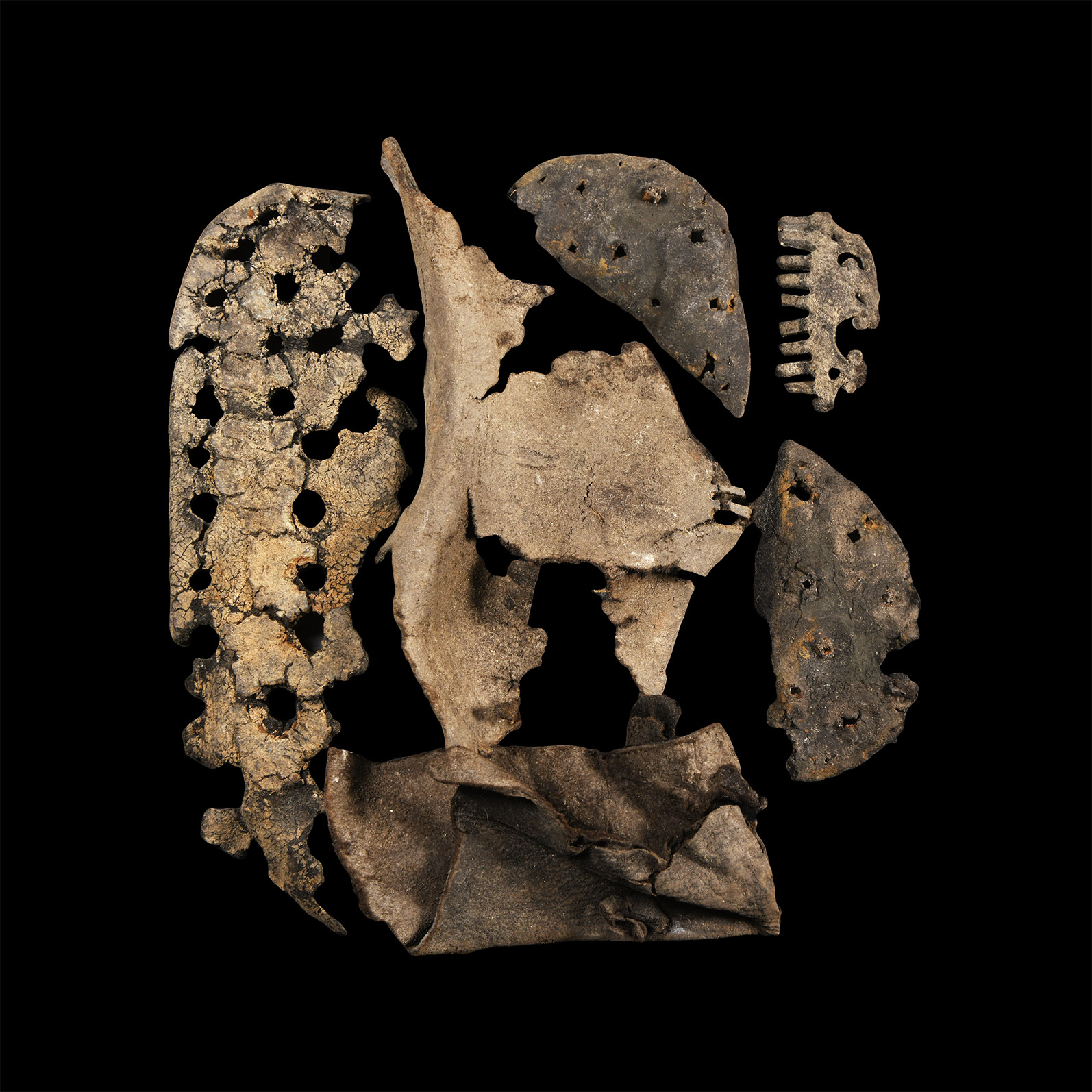 Roman 'Thames' Leather Shoe Fragment Group