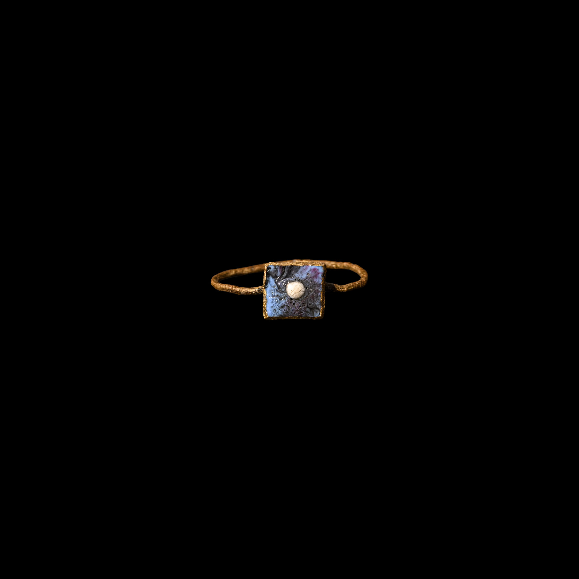 Medieval 'Thames' Bronze Ring with Blue Setting
