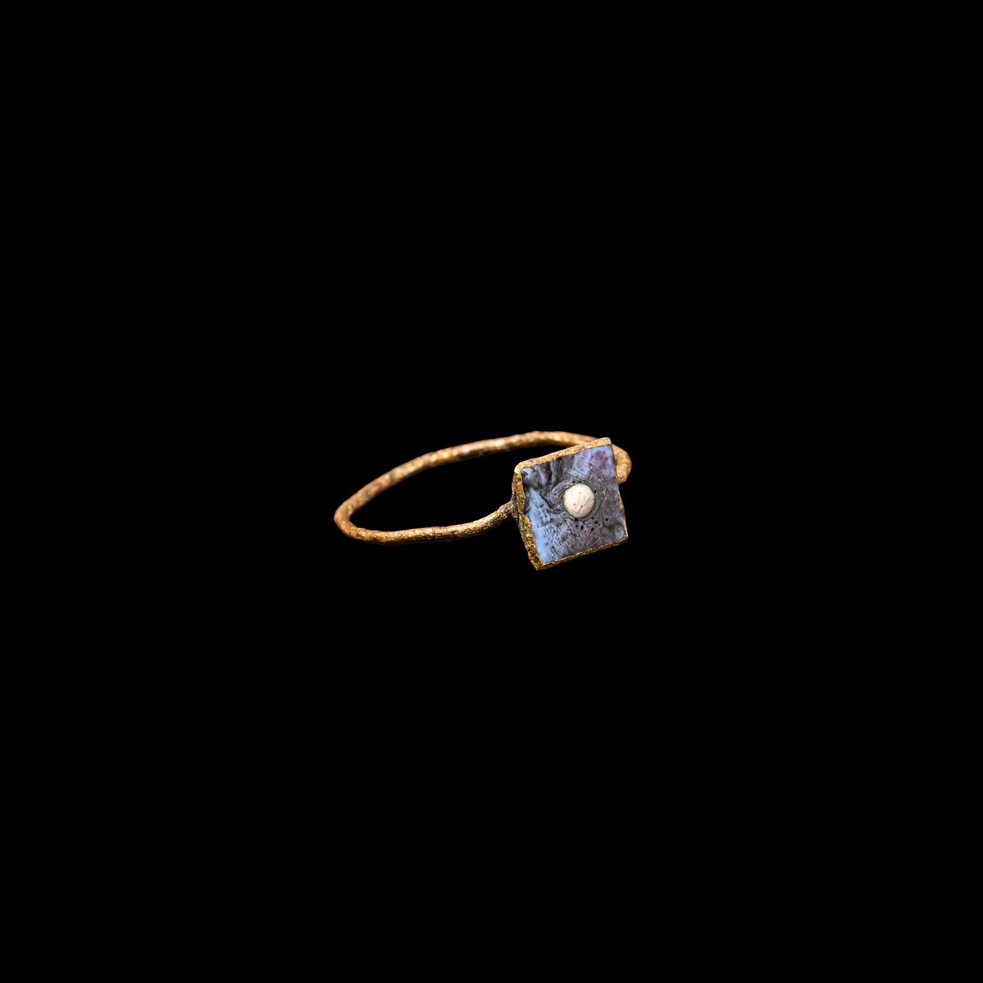 Medieval 'Thames' Bronze Ring with Blue Setting