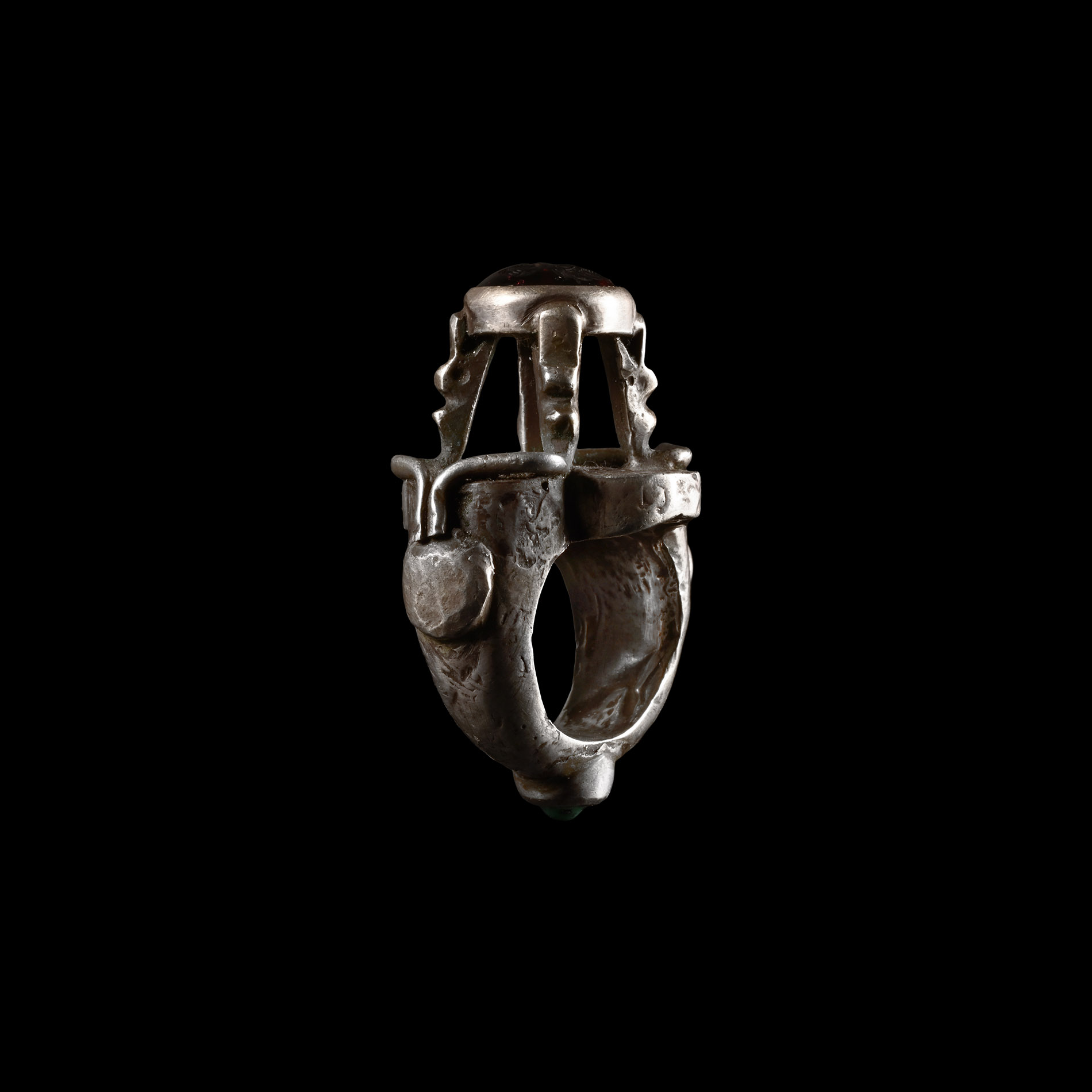 Sassanian Style Silver Ring with Gemstone