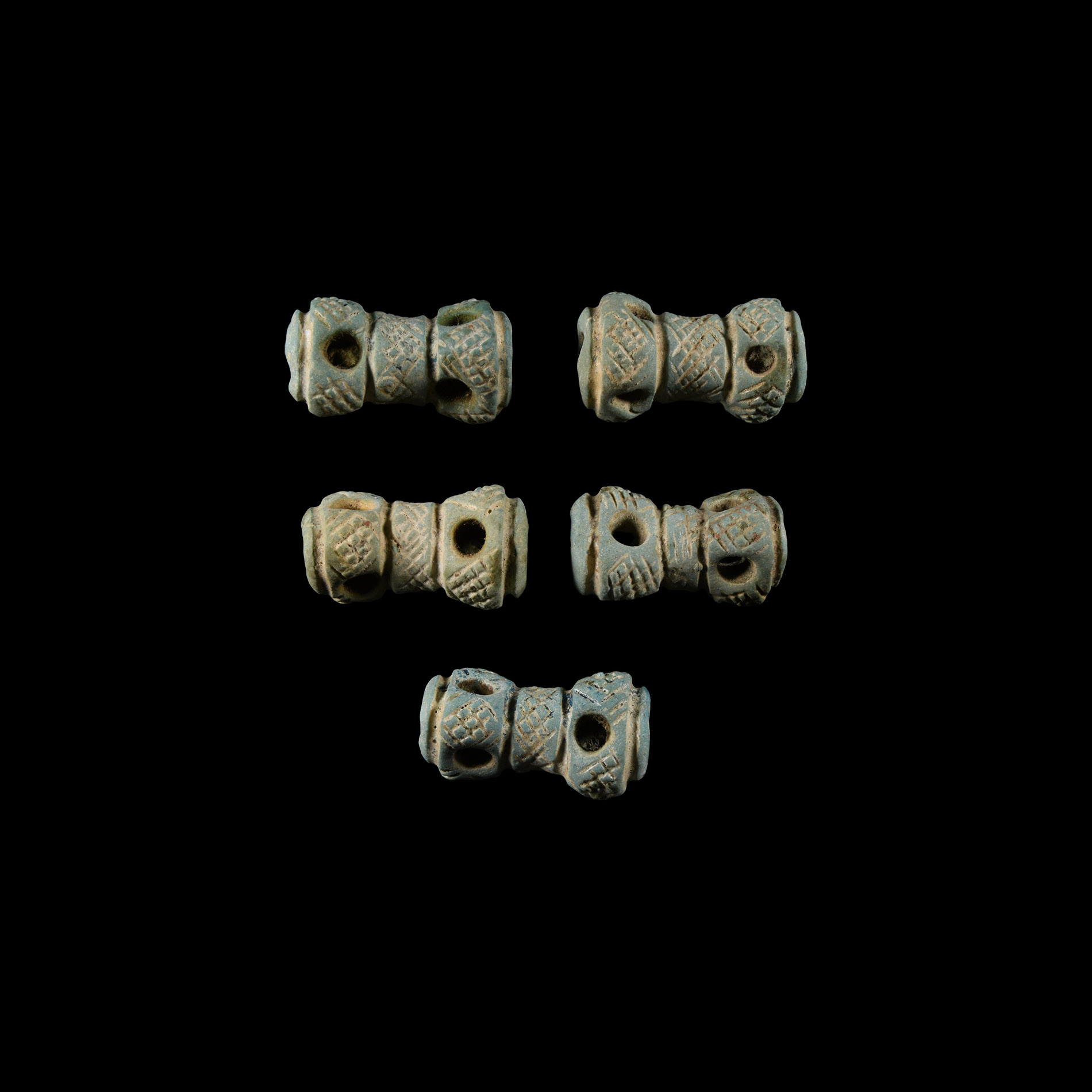 Romano-Egyptian Light Blue Faience Bead Group