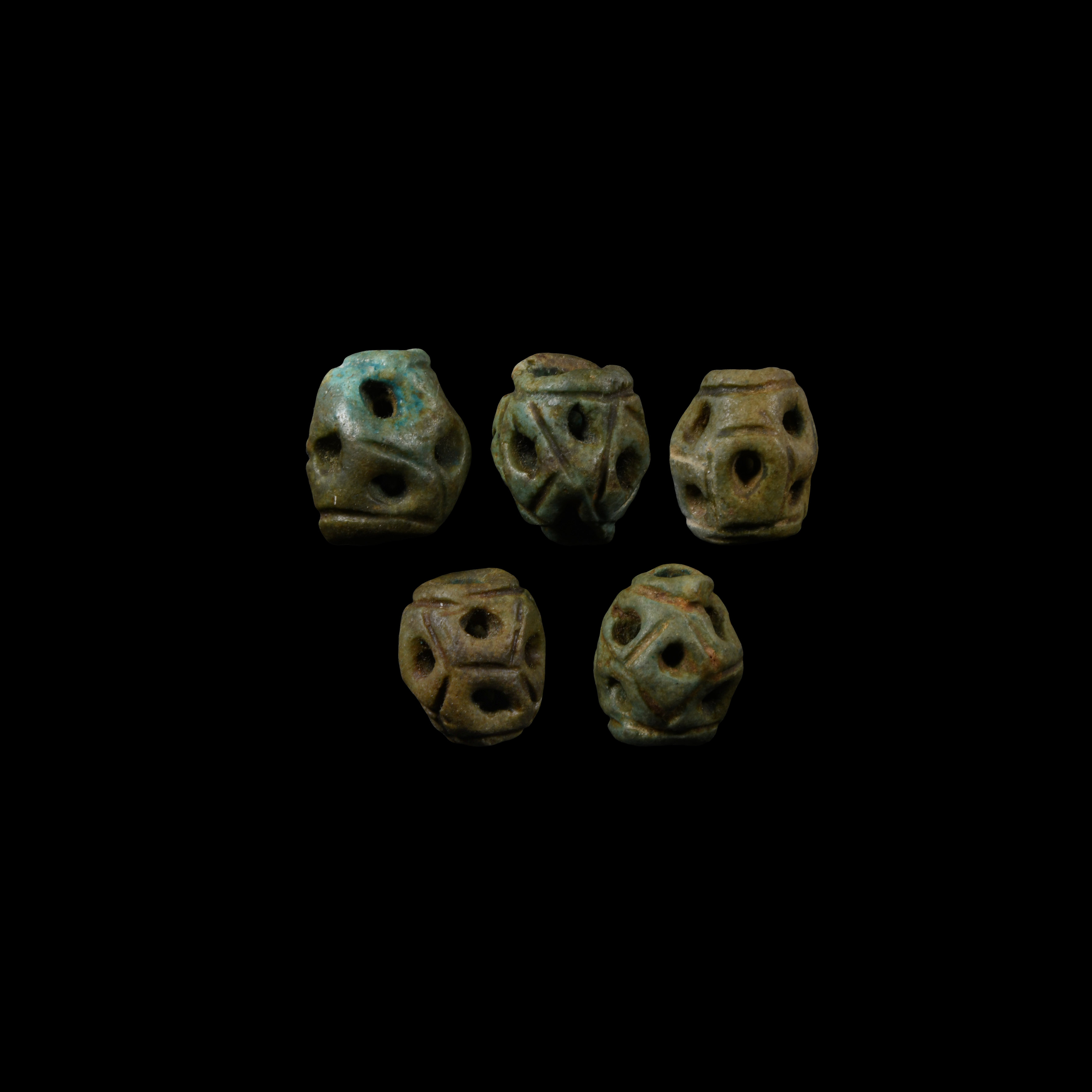 Romano-Egyptian Green Faience Bead Group