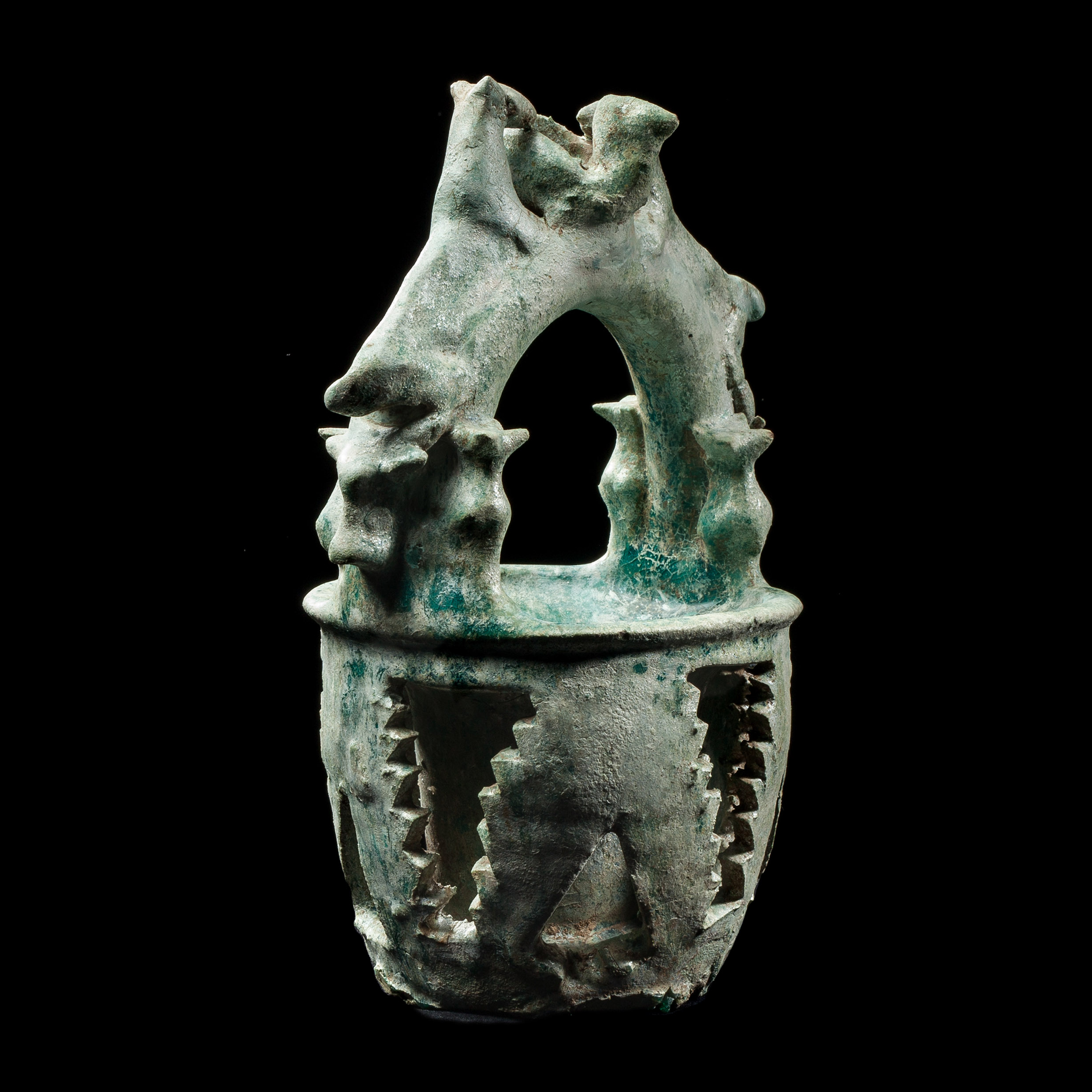 Central Asian Ziwiye Turquoise Frit Offering Basket