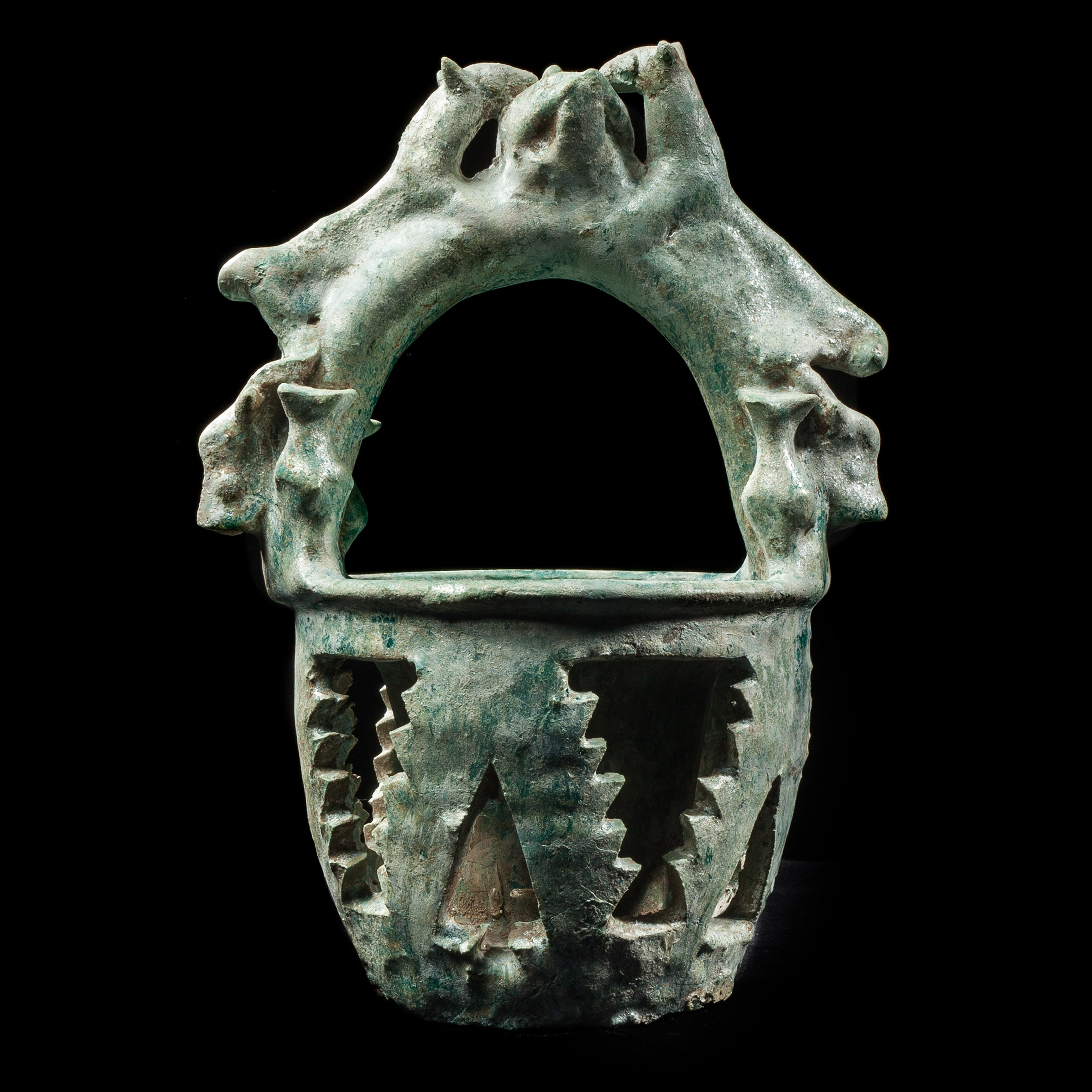 Central Asian Ziwiye Turquoise Frit Offering Basket