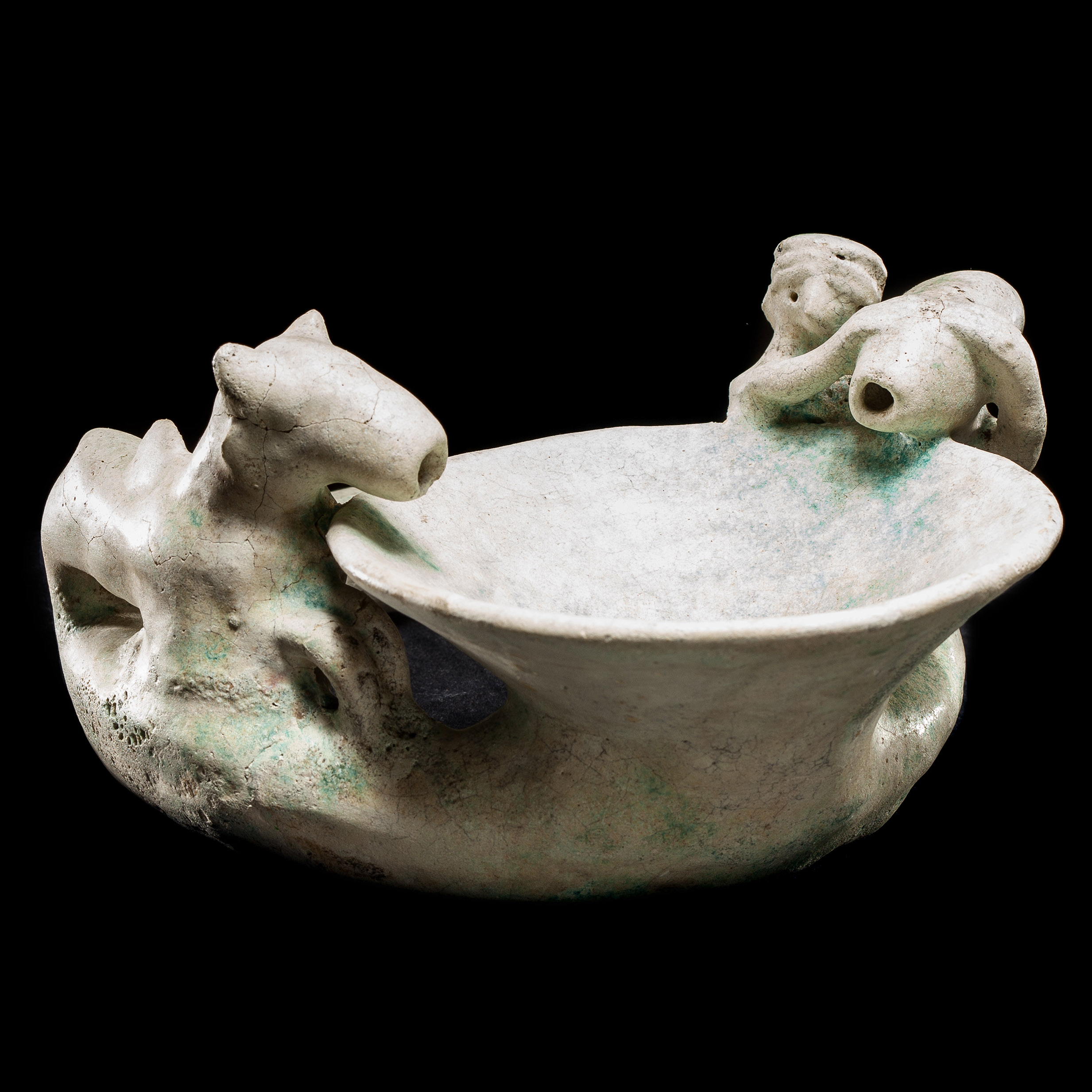 Central Asian Ziwiye Turquoise Blue Frit Offering Vessel