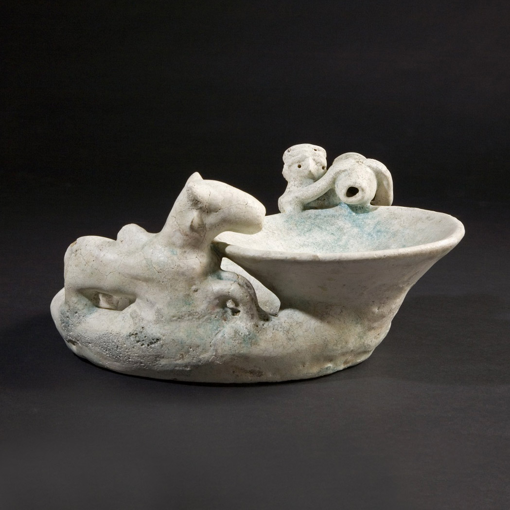 Central Asian Ziwiye Turquoise Blue Frit Offering Vessel