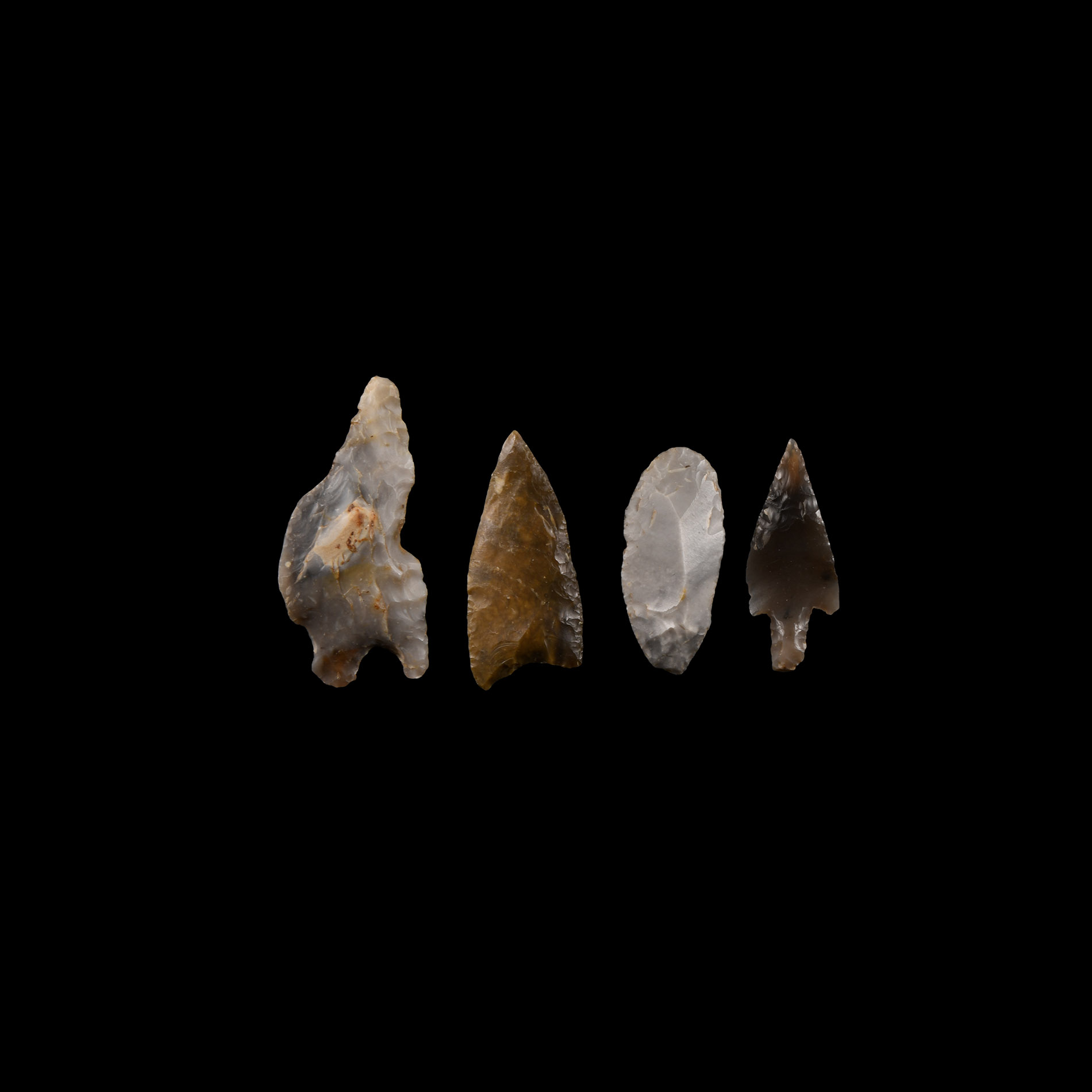 Stone Age British Neolithic Flint Arrowhead Group