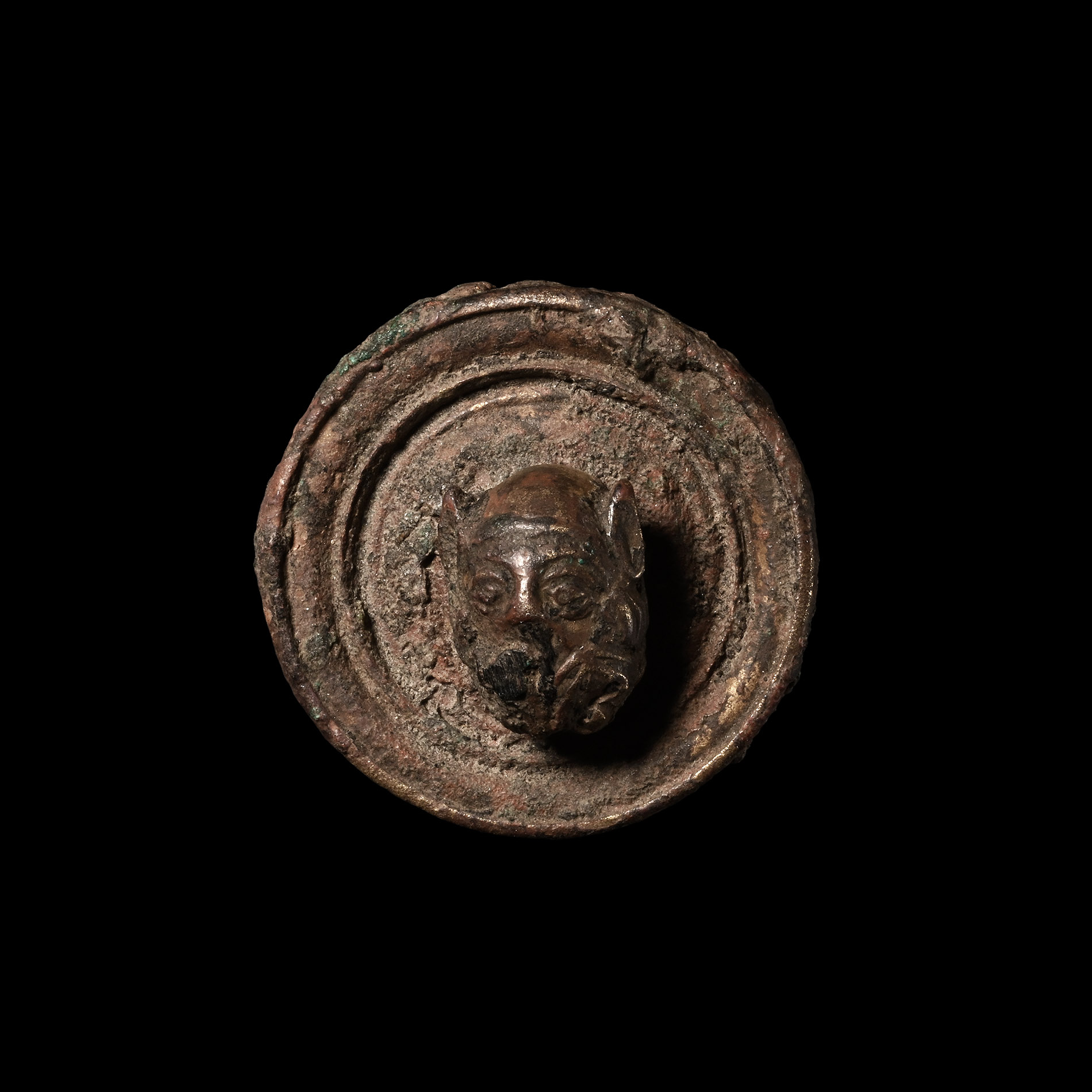 Romano-British Bronze Grotesque Head Mount