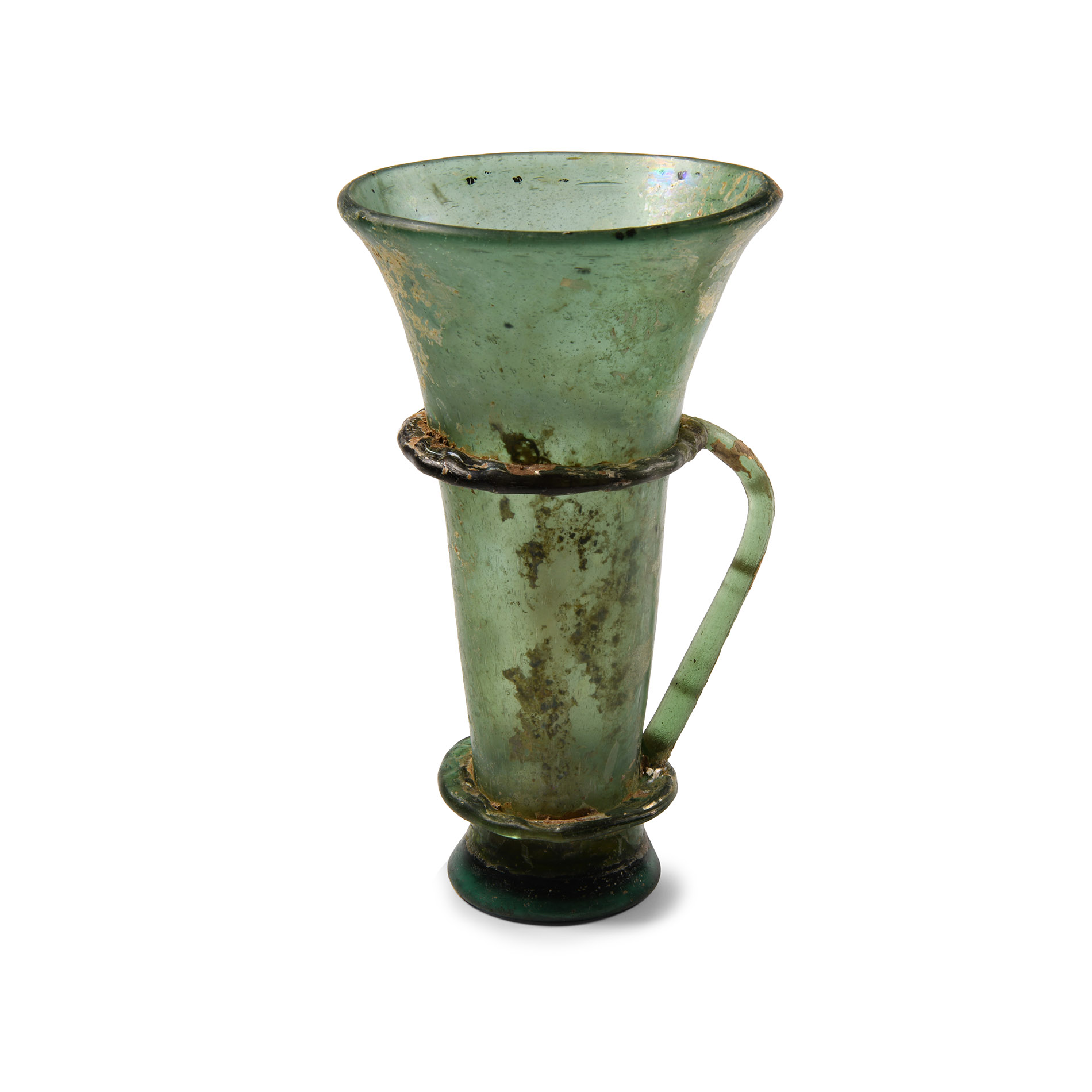 Late Roman Green Glass Vessel with Handle