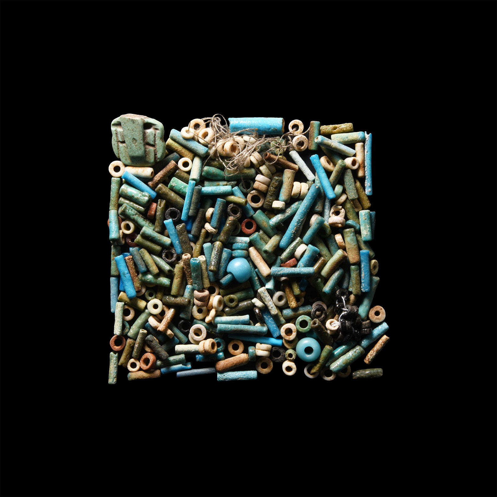 Egyptian Faience Tubular Bead and Amulet Group