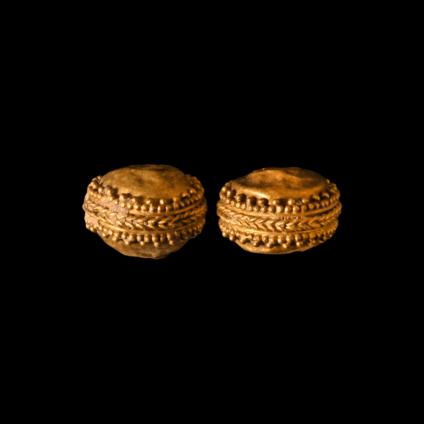 Hellenistic Gold Beads with Granular Decoration