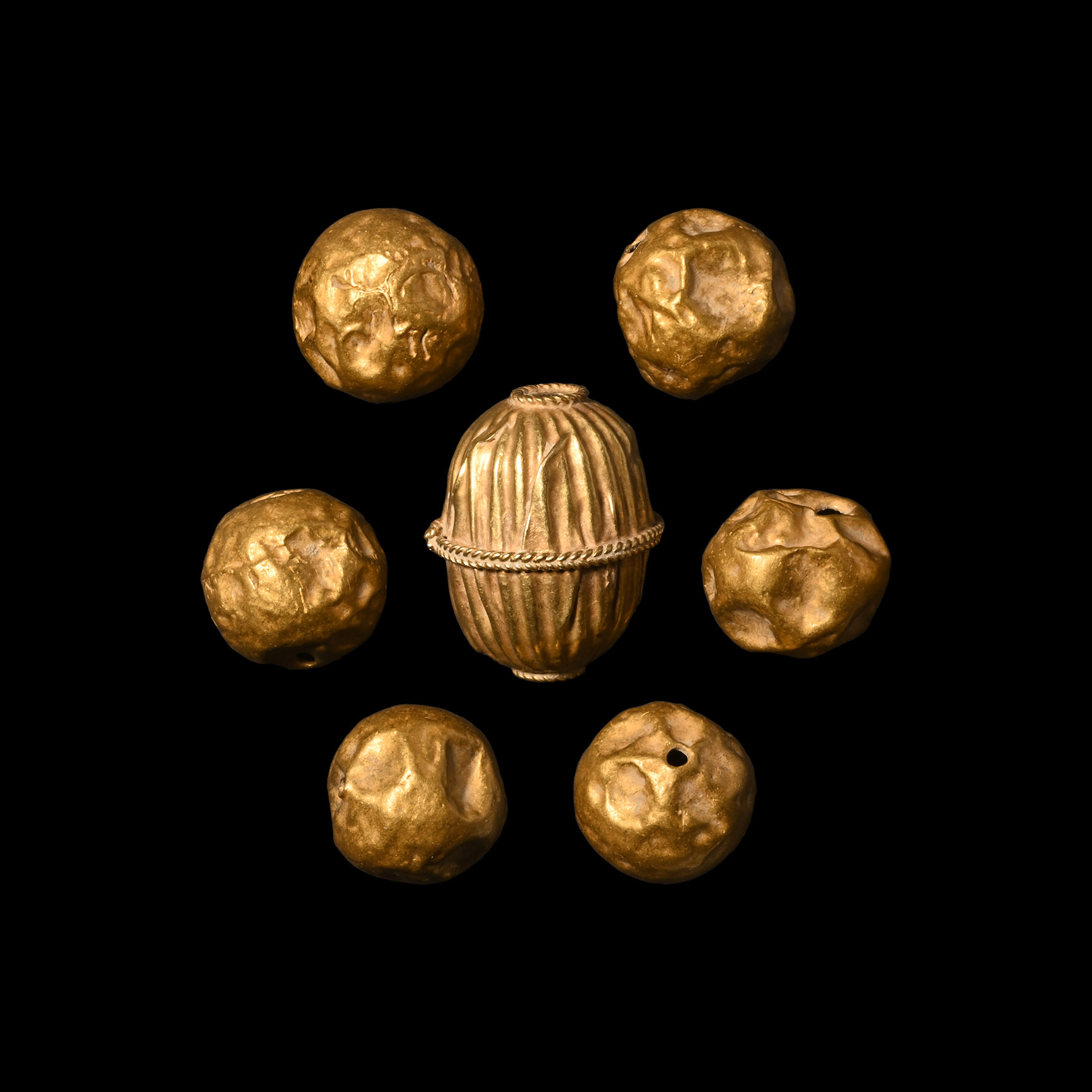 Hellenistic Large Gold Beads with Decoration