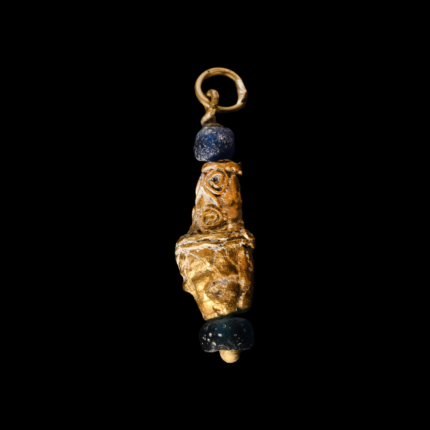 Western Asiatic Gold and Bead Pendant