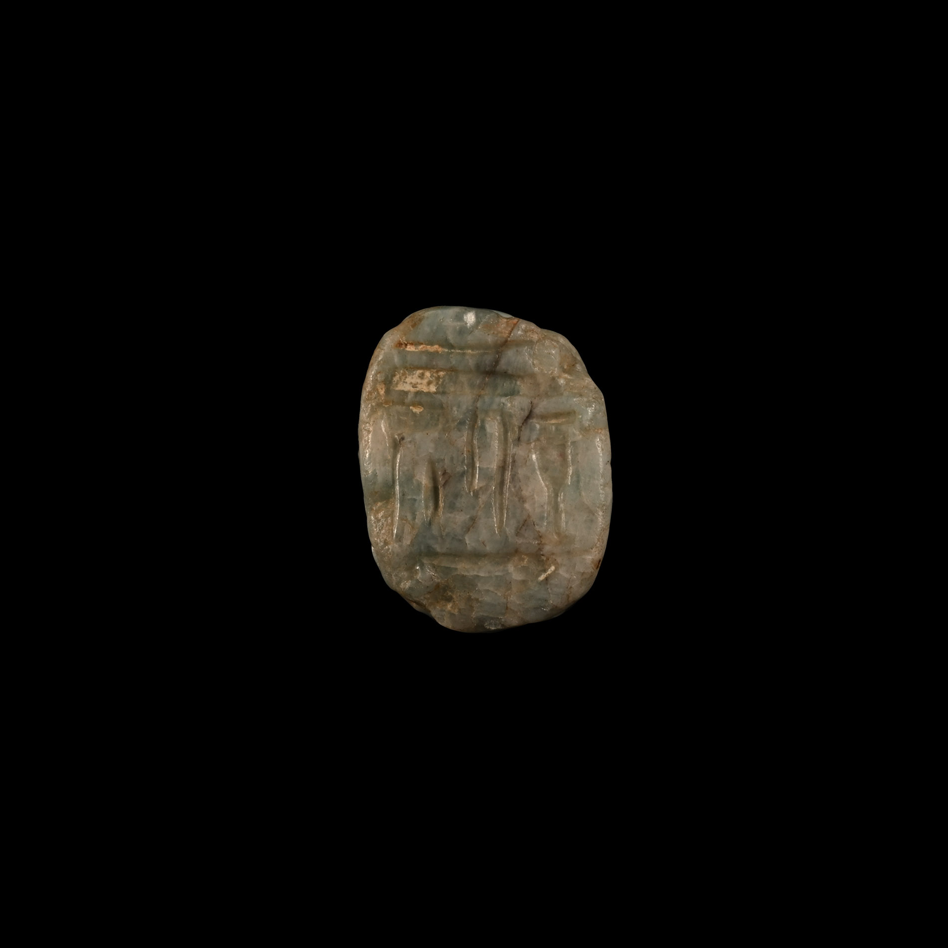 Egyptian Feldspar Scarab with Hieroglyphs