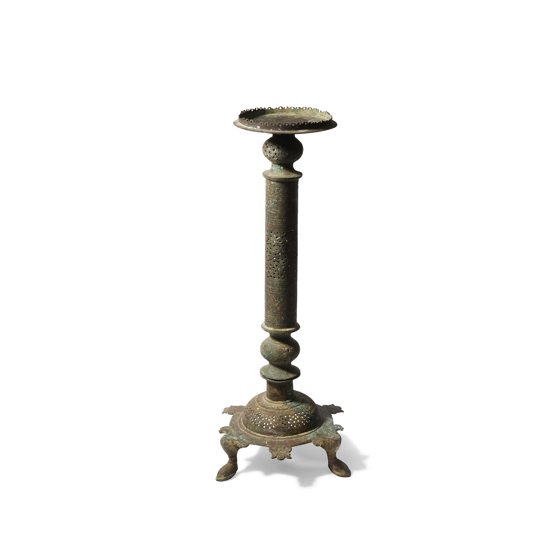 Western Asiatic Bronze Openwork Lamp Stand