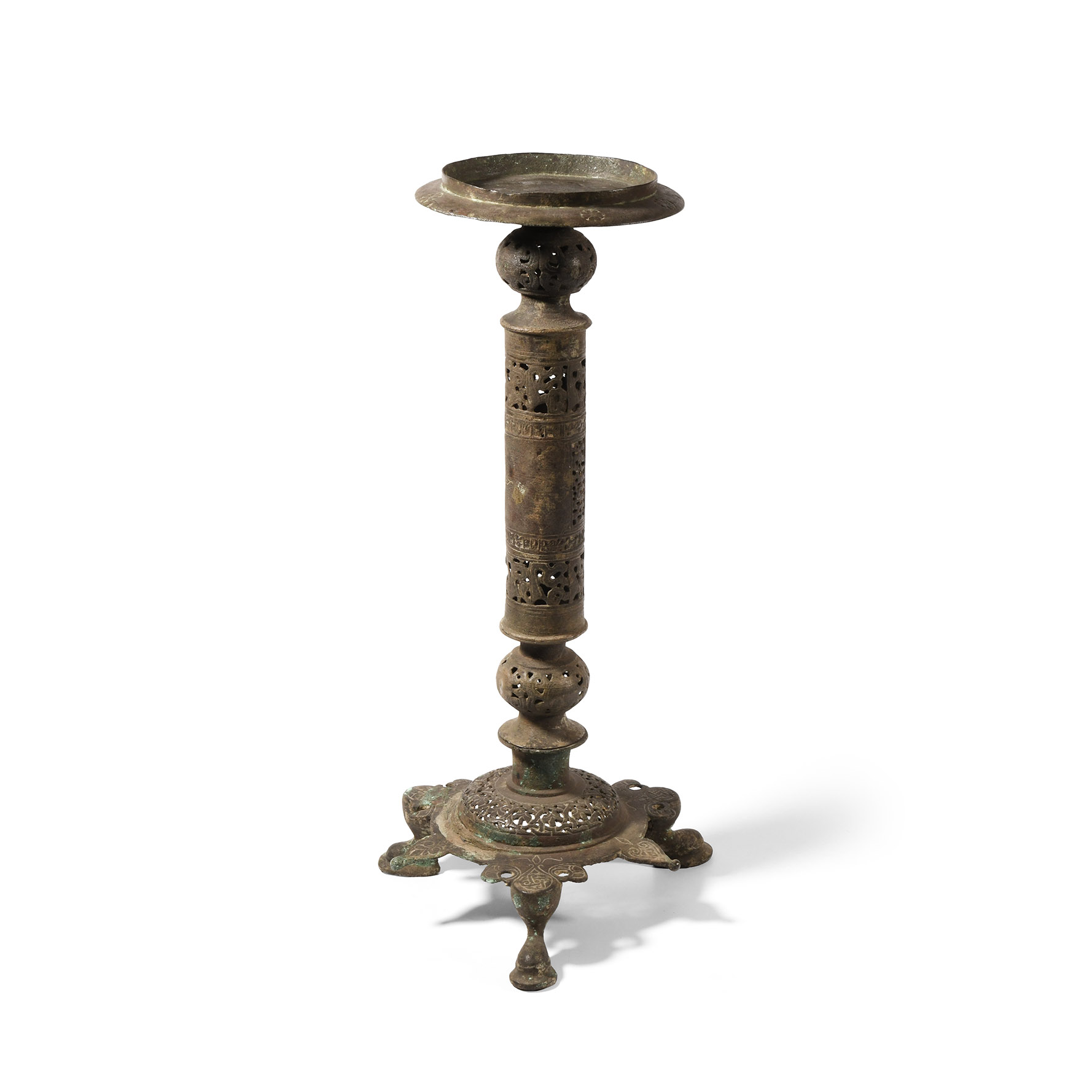 Western Asiatic Bronze Openwork Lamp Stand