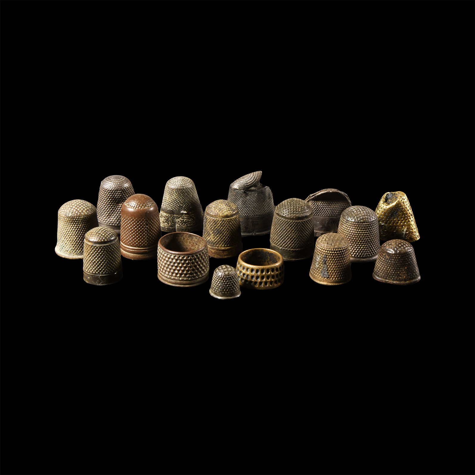 Post Medieval 'Thames' Bronze and Silver Thimble Group