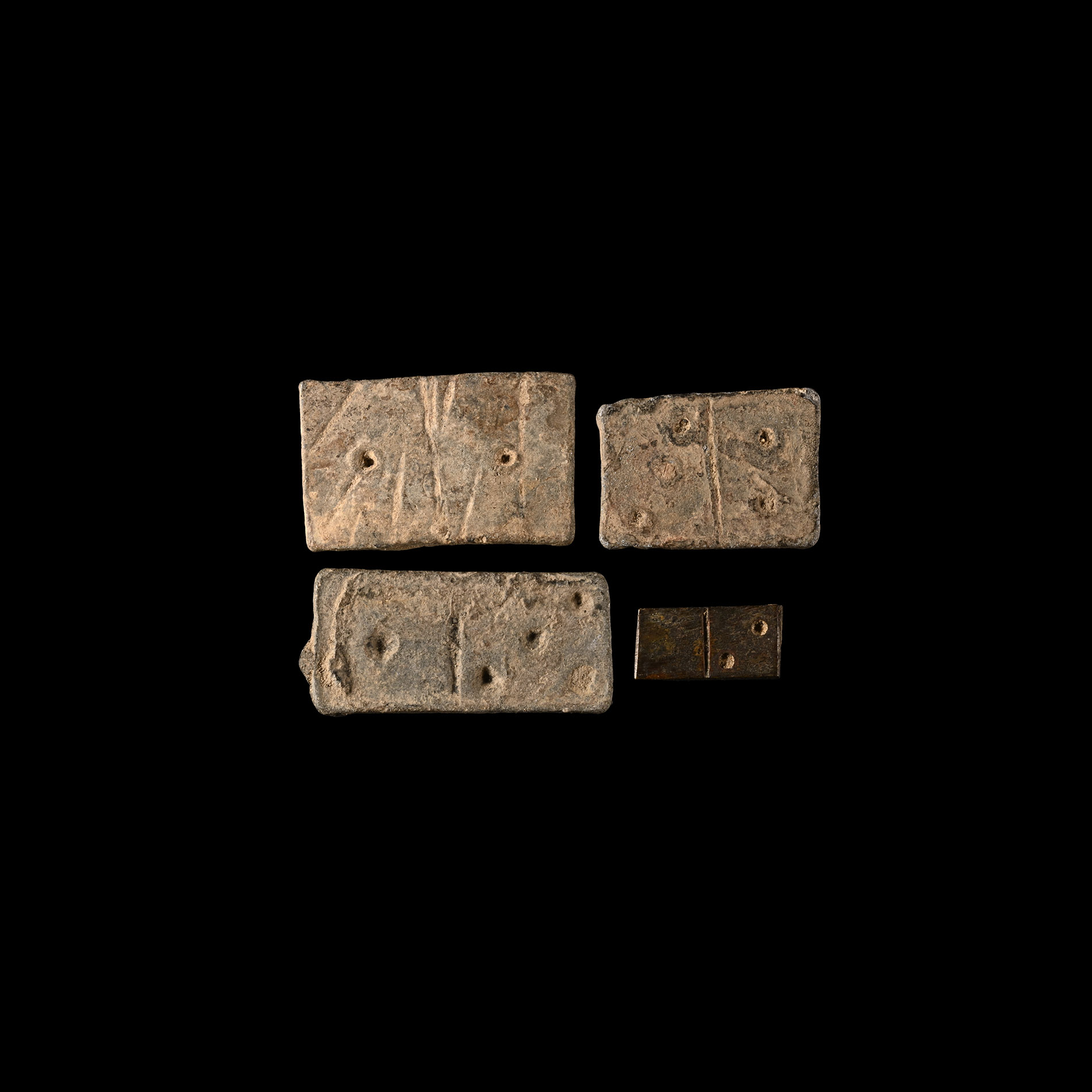 Post Medieval 'Thames' Lead Domino Gaming Piece Group