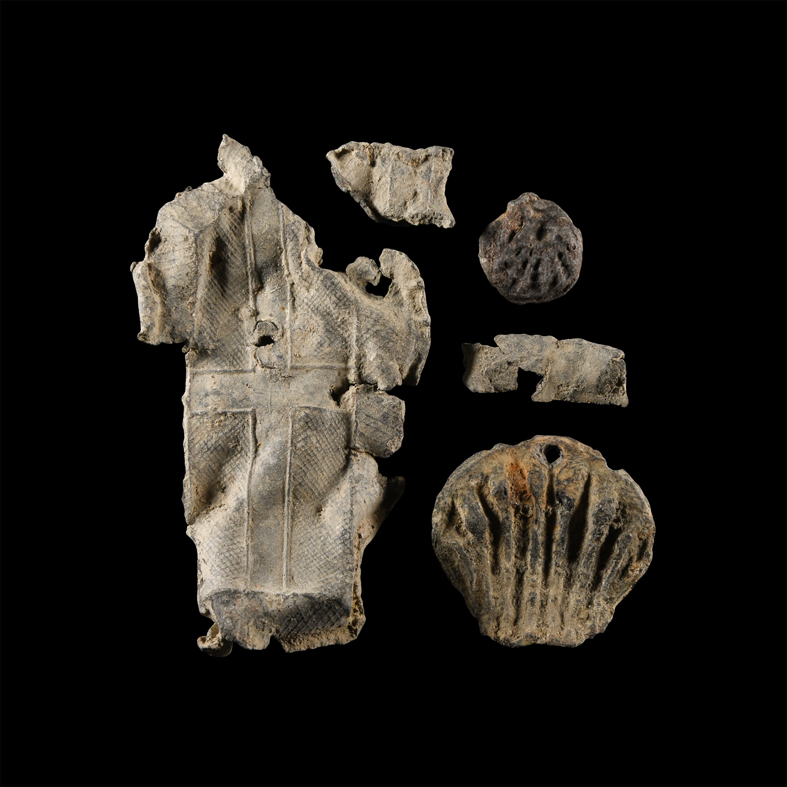 Medieval 'Thames' Pewter Pilgrim's Ampulla and Scallop Shell Badge Collection