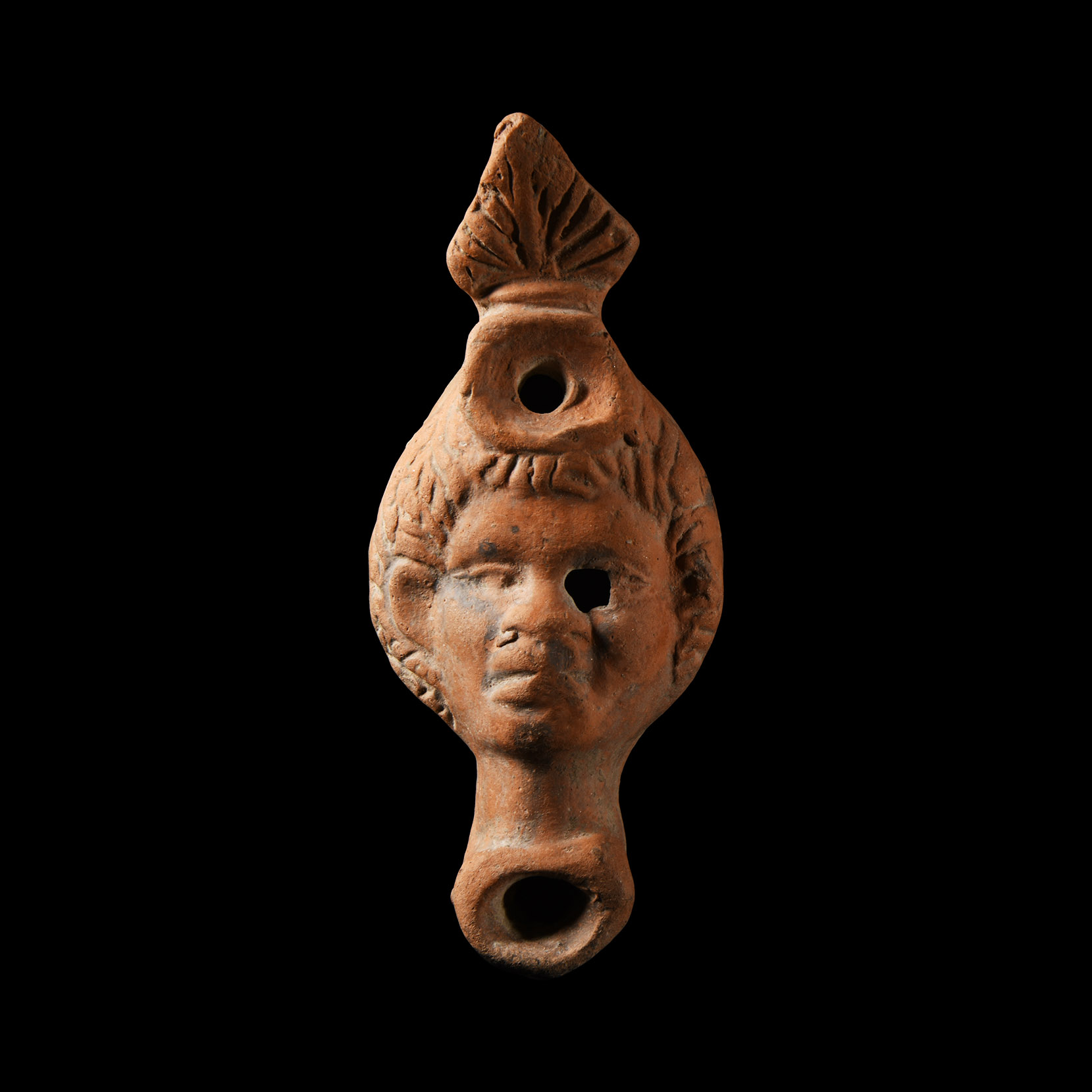 Roman Terracotta Oil Lamp with Face