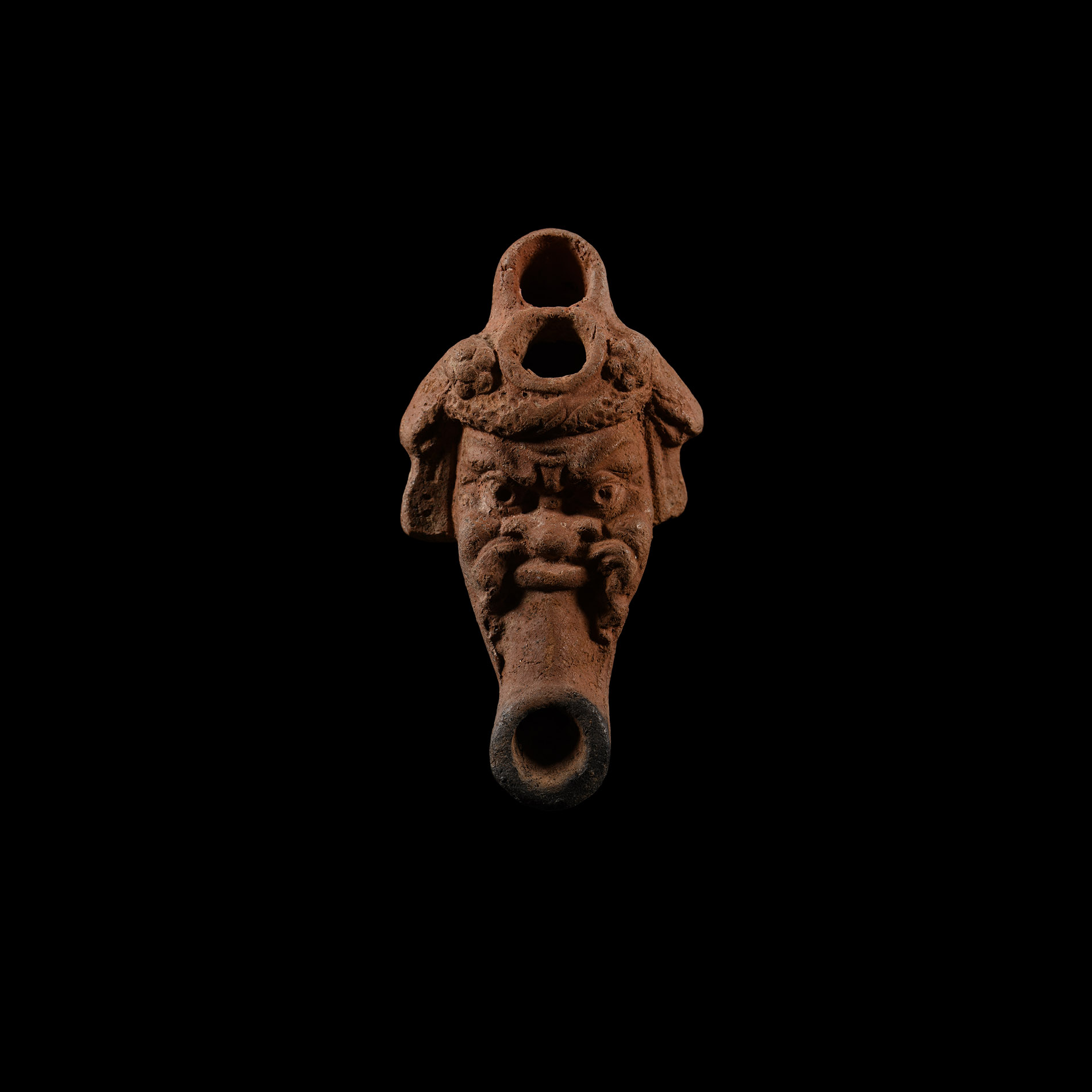 Roman Miniature Terracotta Oil Lamp with Theatre Mask