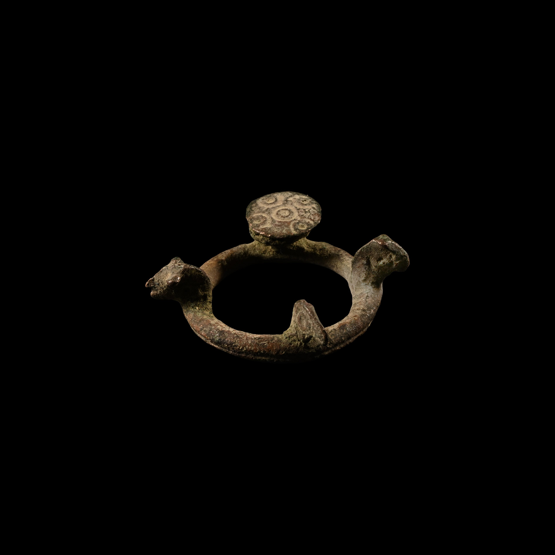 Iron Age Celtic Bronze Strap Junction with Animal Heads