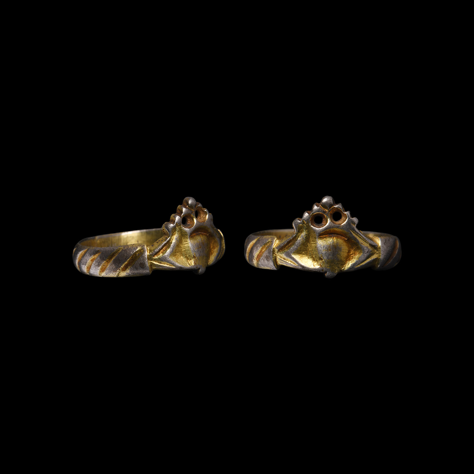 'The Romney' Medieval Gilt Silver Fede Ring with Hands Holding a Heart