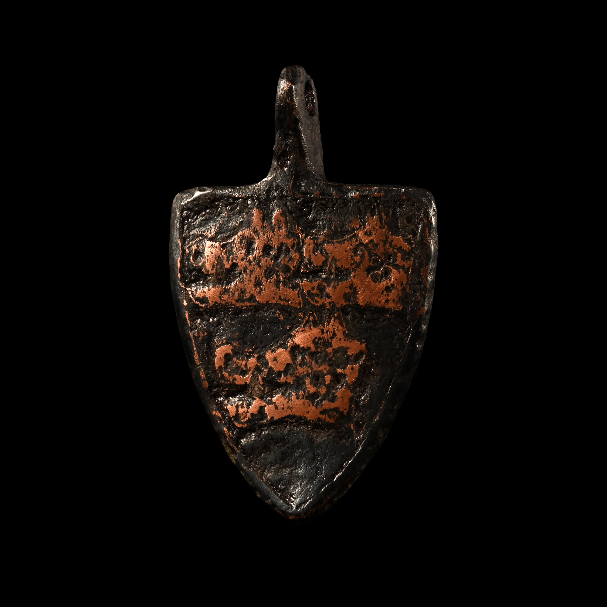 Medieval Bronze Knight's 'Swinburn Family' Heraldic Horse Harness Pendant with Three Boar's Heads