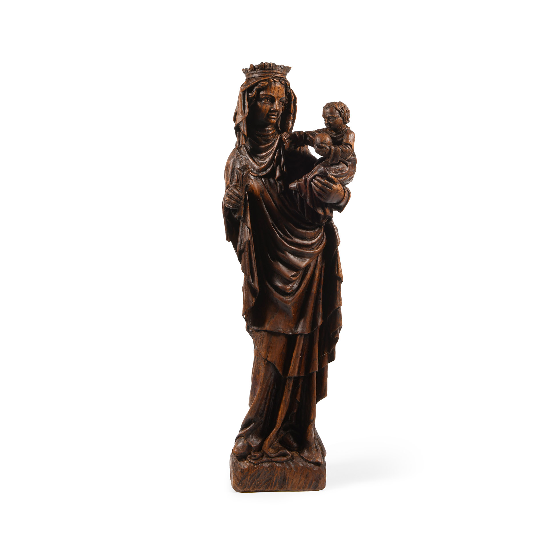 Post Medieval Oak Statue of Mary and Child