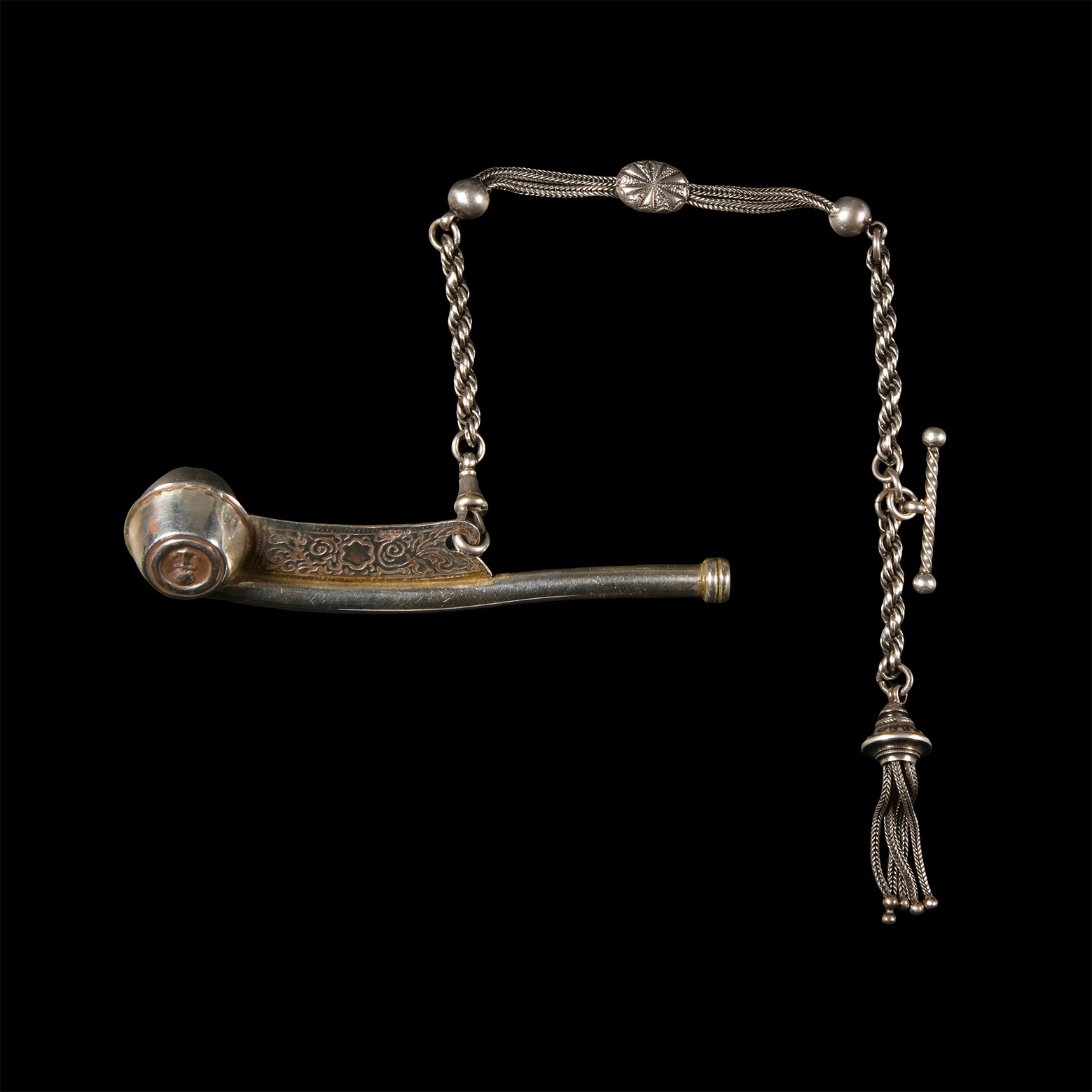 Silver Bosun's Whistle and Chain