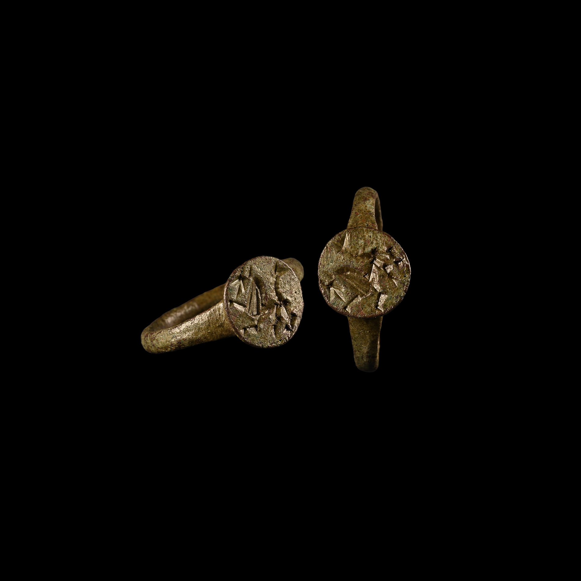 Medieval Bronze Ring with Griffin