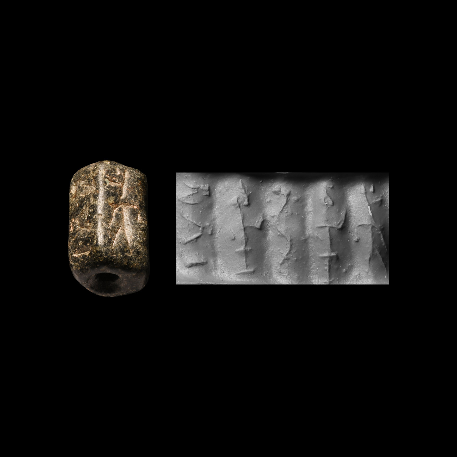 Sumerian Black Chlorite Cylinder Seal