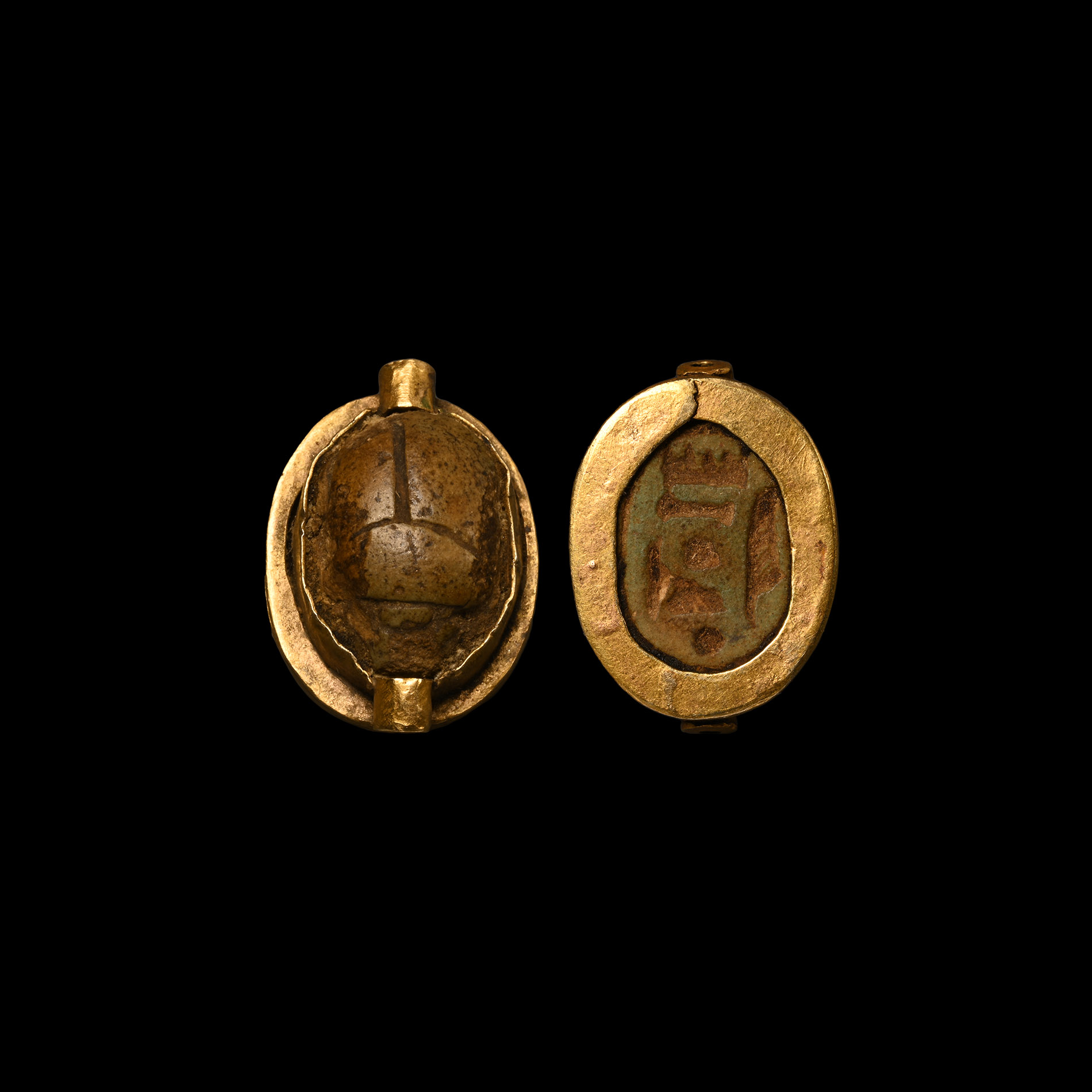Egyptian Gold Mounted Hardstone Scarab